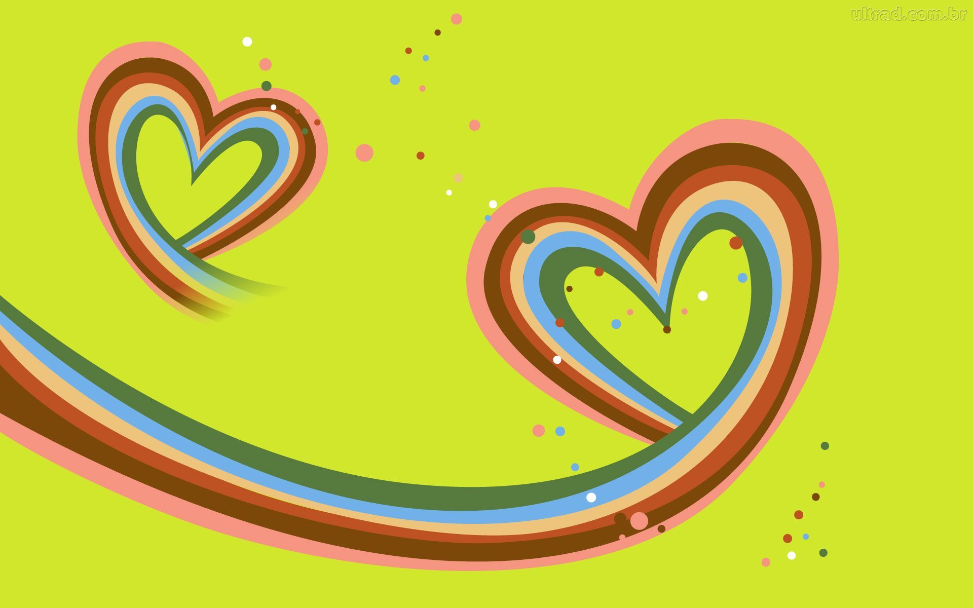 Cuori arcobaleno sfondo verde, 1920x1200 Full HD+ WUXGA, PC