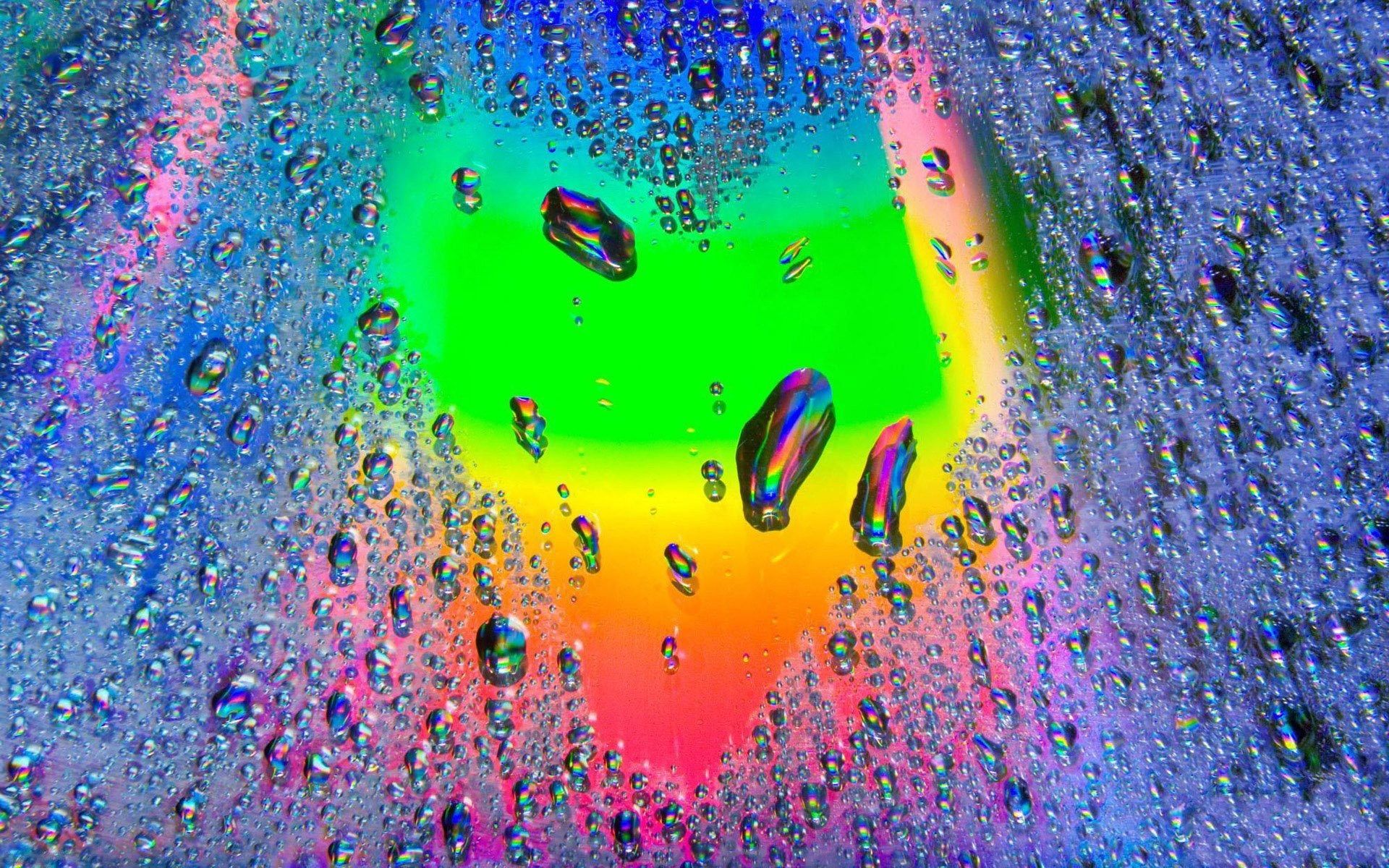 Cuore arcobaleno gocce d'acqua, 1920x1200 Full HD+, Laptop