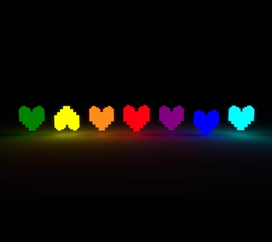 Cuori pixel arcobaleno luminosi, 1080x960 HD, Desktop