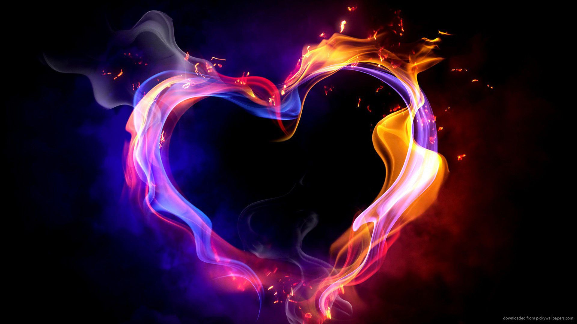Cuore di fuoco colorato, 1920x1080 Full HD 1080p, PC Desktop