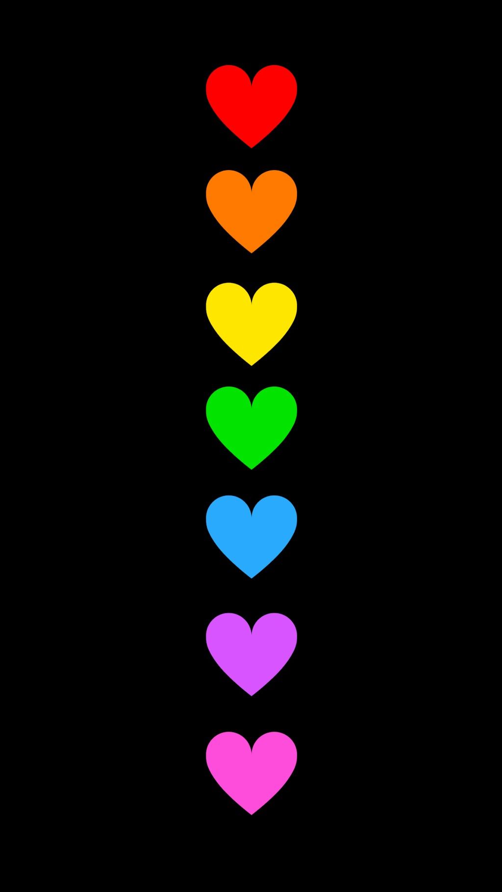 Cuori arcobaleno su nero, 1024x1820 Verticale, POCO