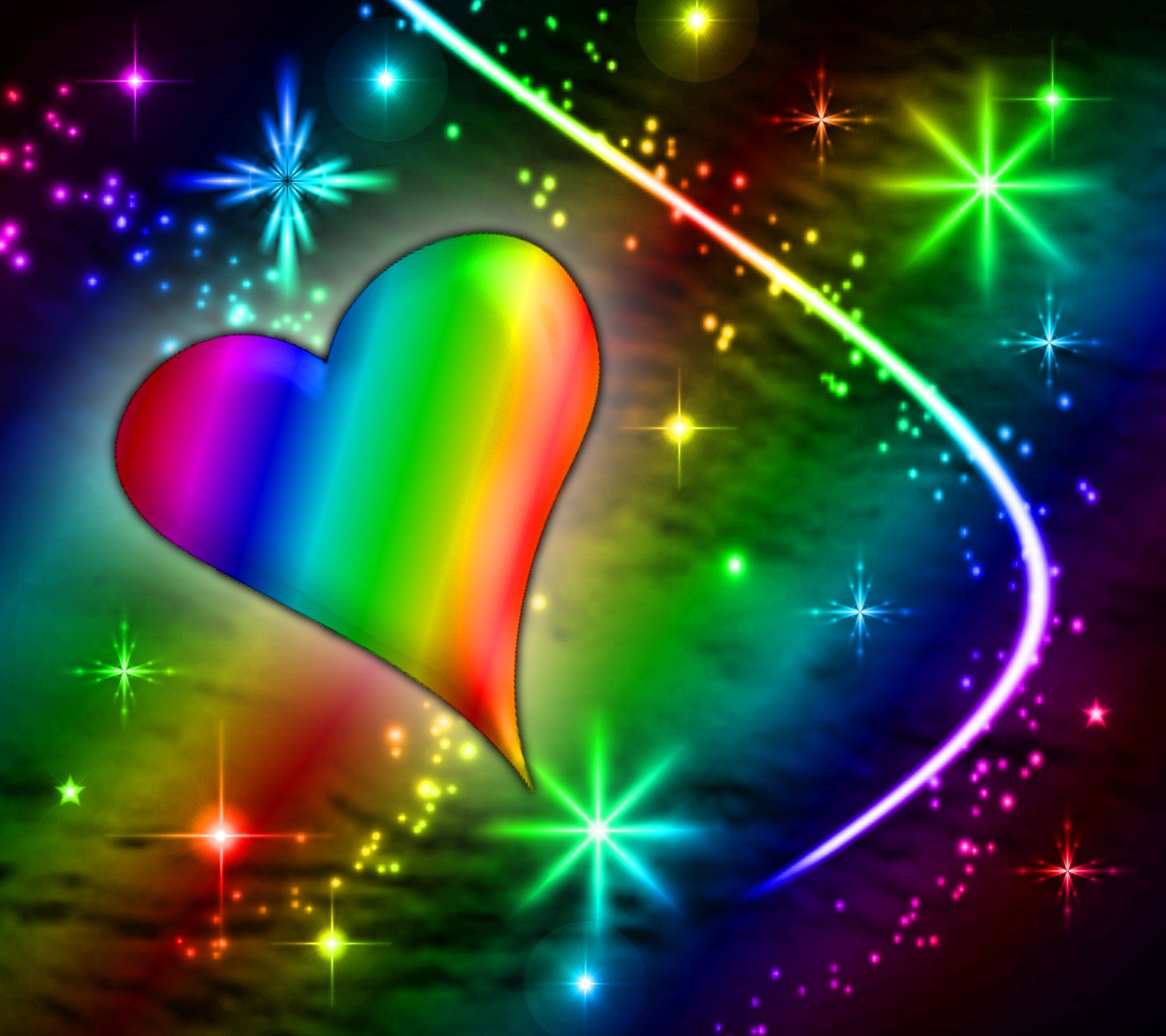 Cuore arcobaleno con stelle brillanti, 1800x1600 HD, Laptop