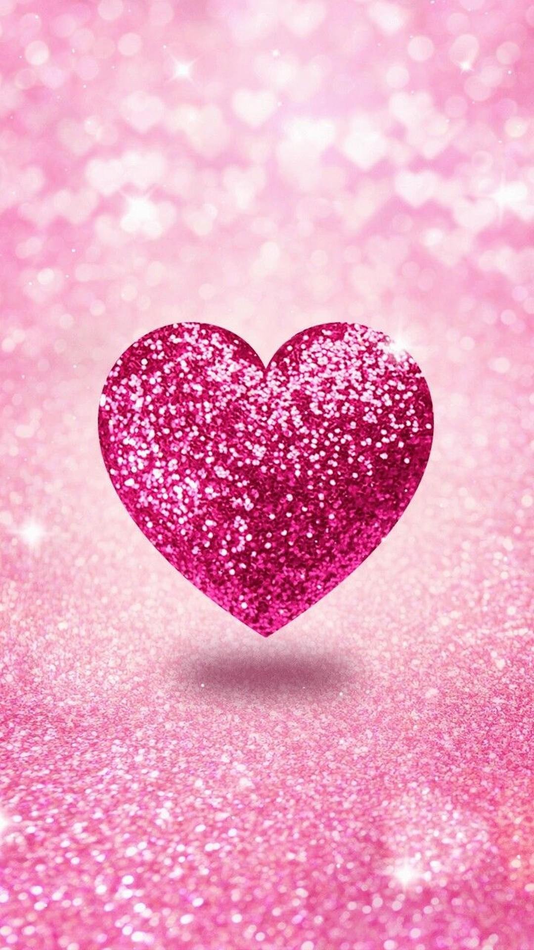 Cuore glitter rosa brillante, 1080x1920 Full HD Verticale, iPhone