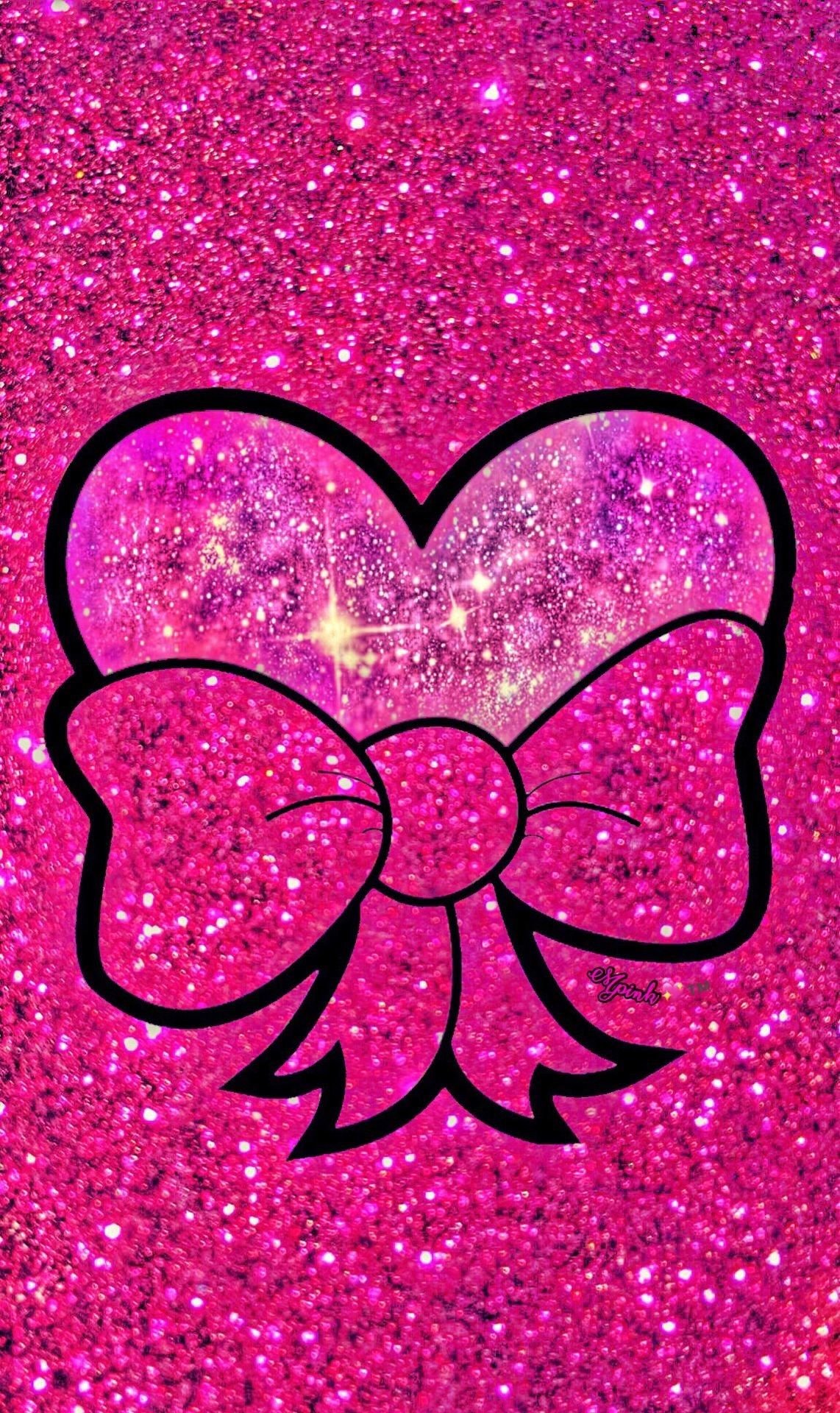 Cuore glitter rosa con fiocco, 1142x1920 Full HD Verticale, Samsung Galaxy
