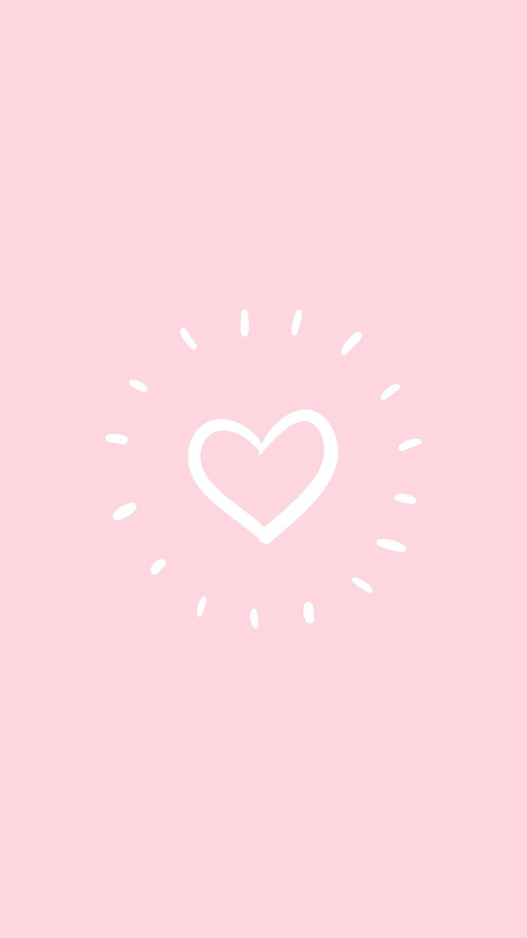 Cuore bianco disegnato rosa, 1080x1920 Full HD Verticale, Smartphone