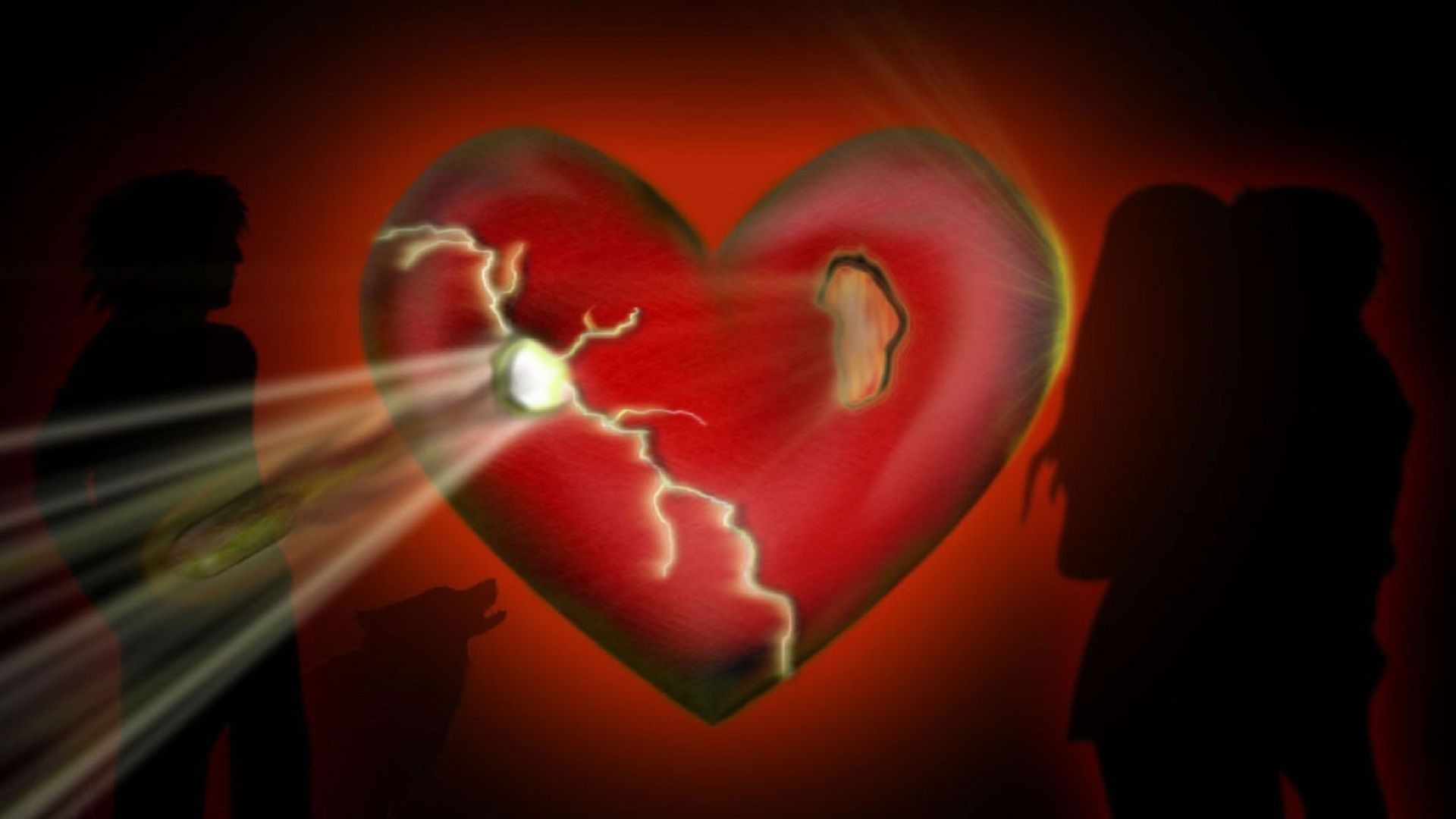 cuore rosso fulmine sagome, 1920x1080 Full HD 1080p, Desktop