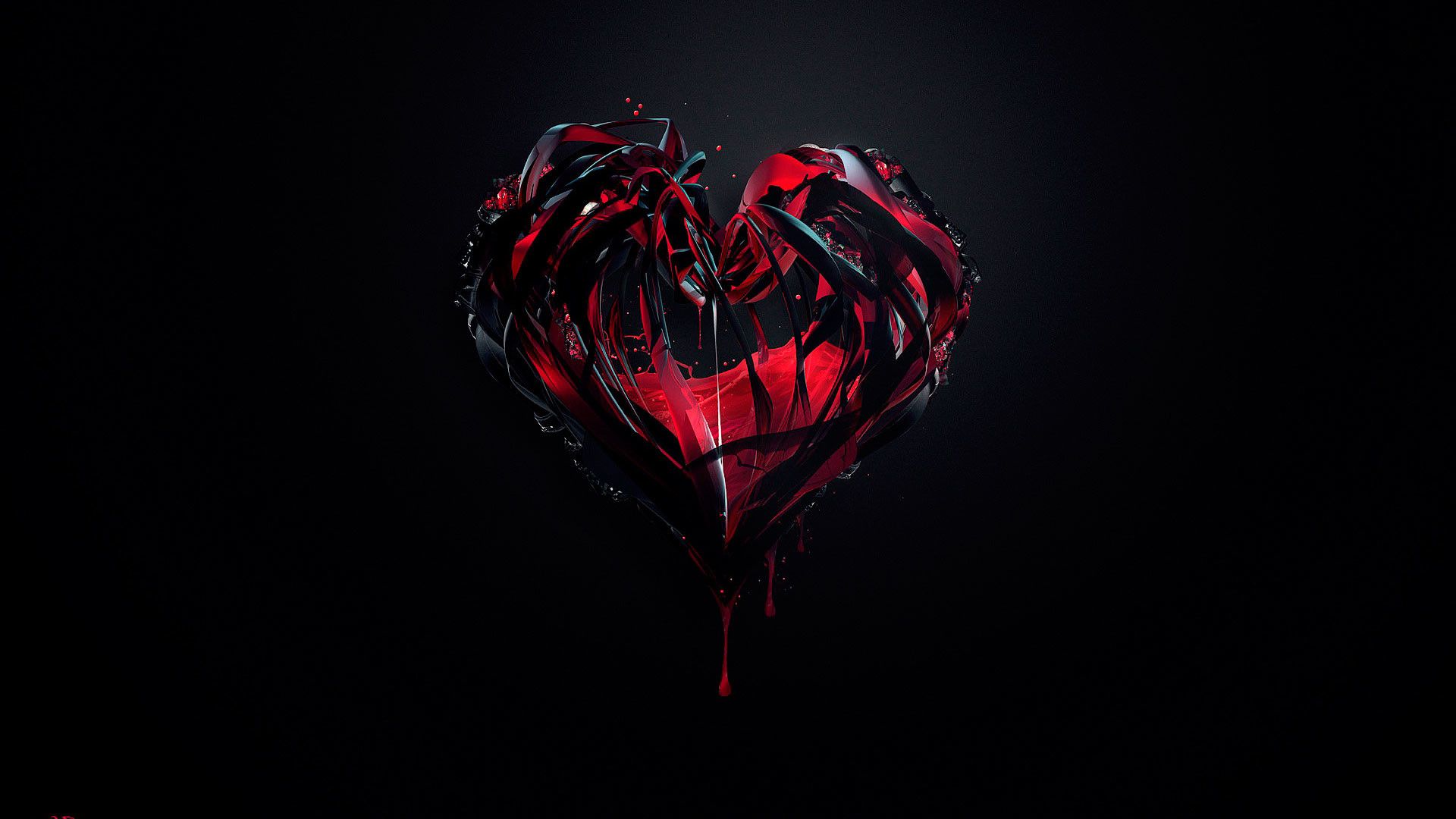 cuore nero rosso spezzato, 1920x1080 1080p, PC