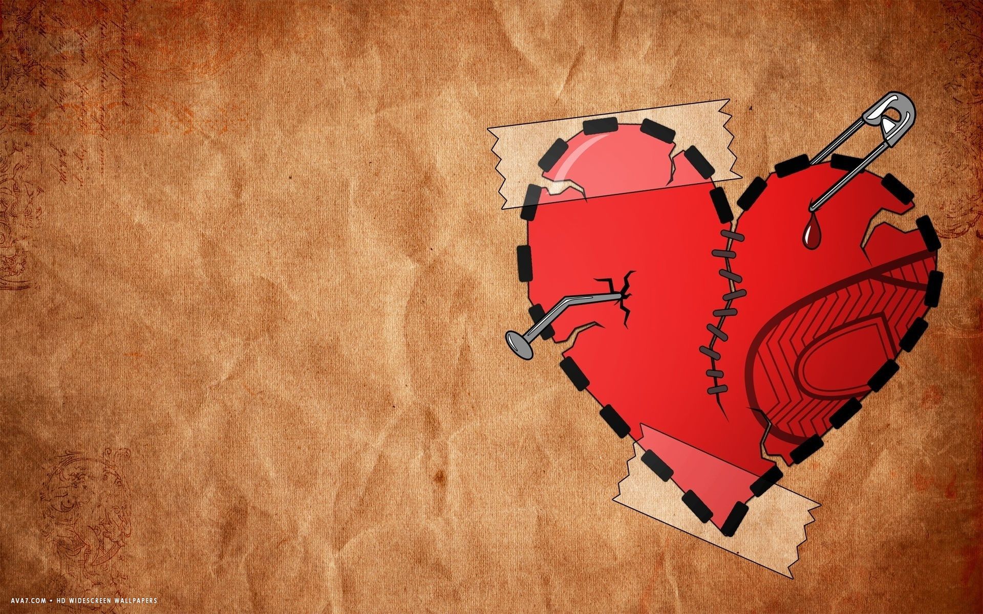 cuore rosso rammendato spilla, 1920x1200 Full HD+, Monitor Gaming