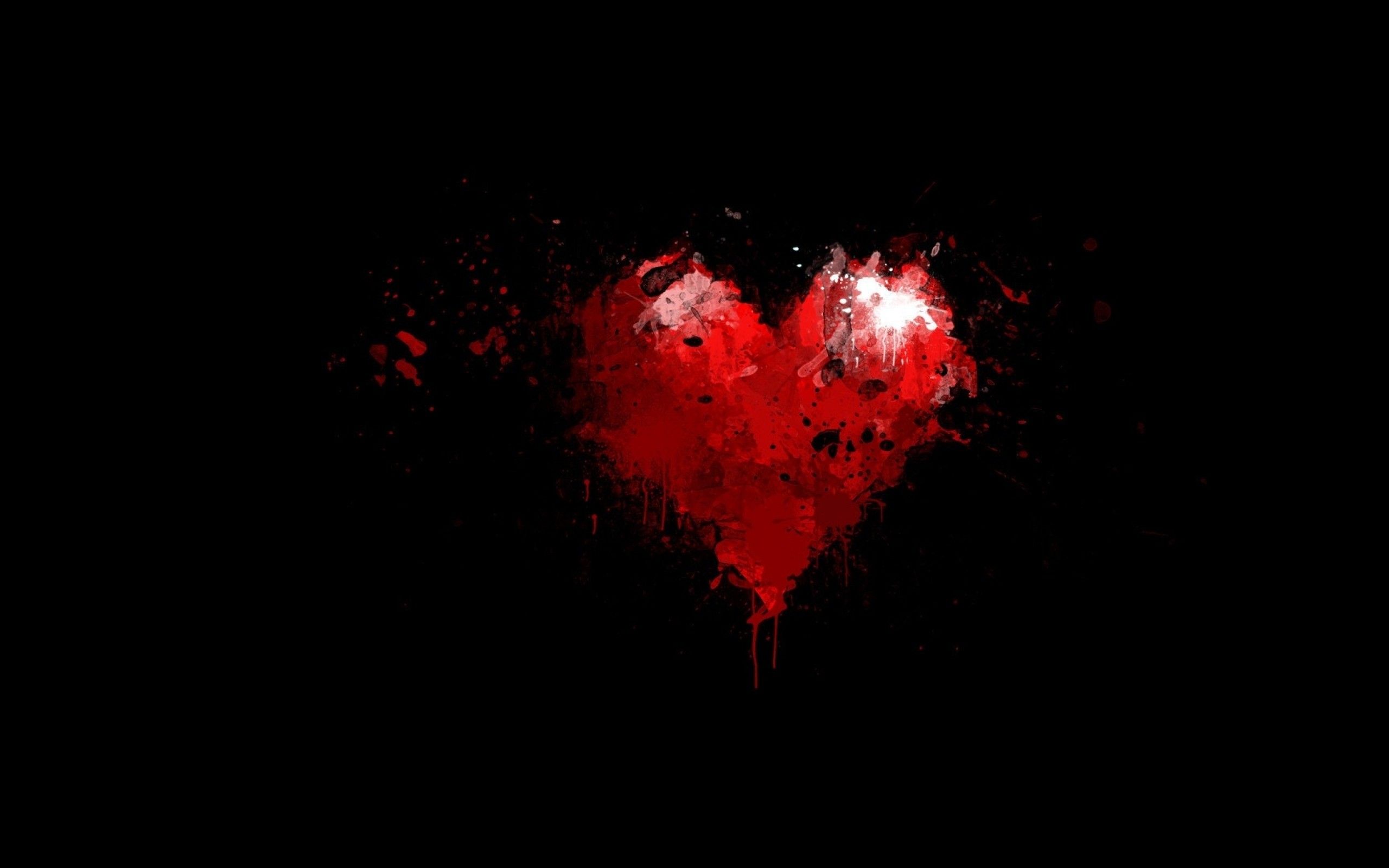 cuore rosso schizzi vernice nero, 2560x1600 2K+, Desktop