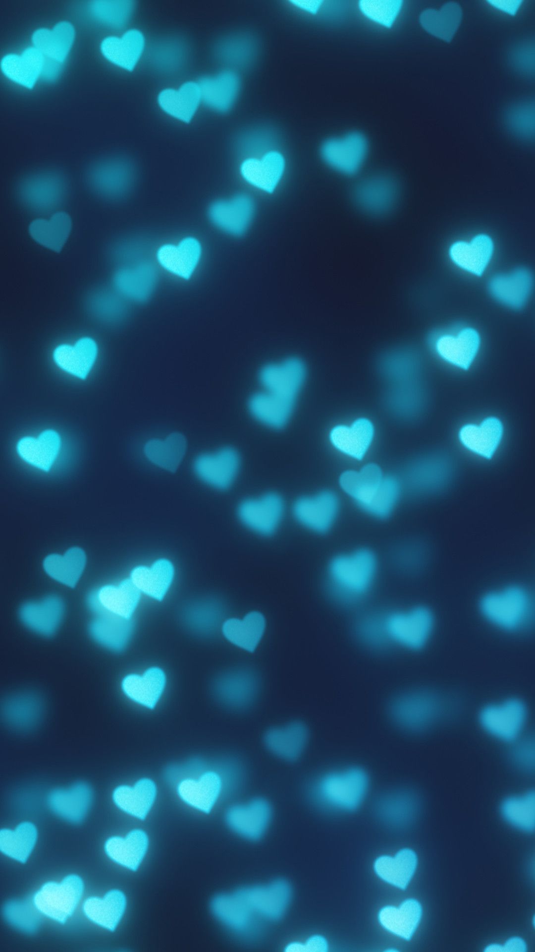 Cuori blu sfocati bokeh, 1080x1920 Verticale, Telefono