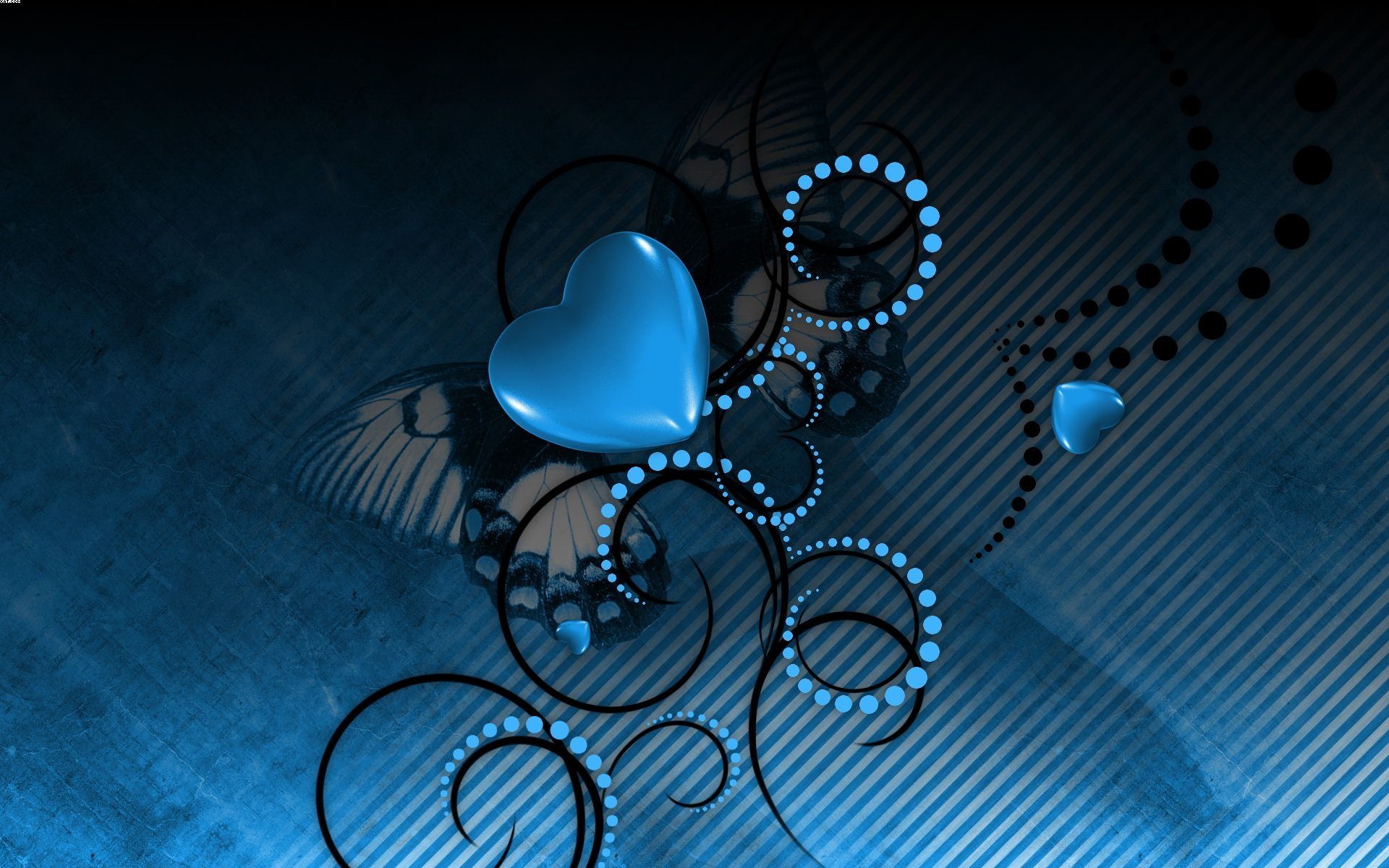 Cuori blu con decorazioni floreali, 1920x1200 Full HD+, Laptop