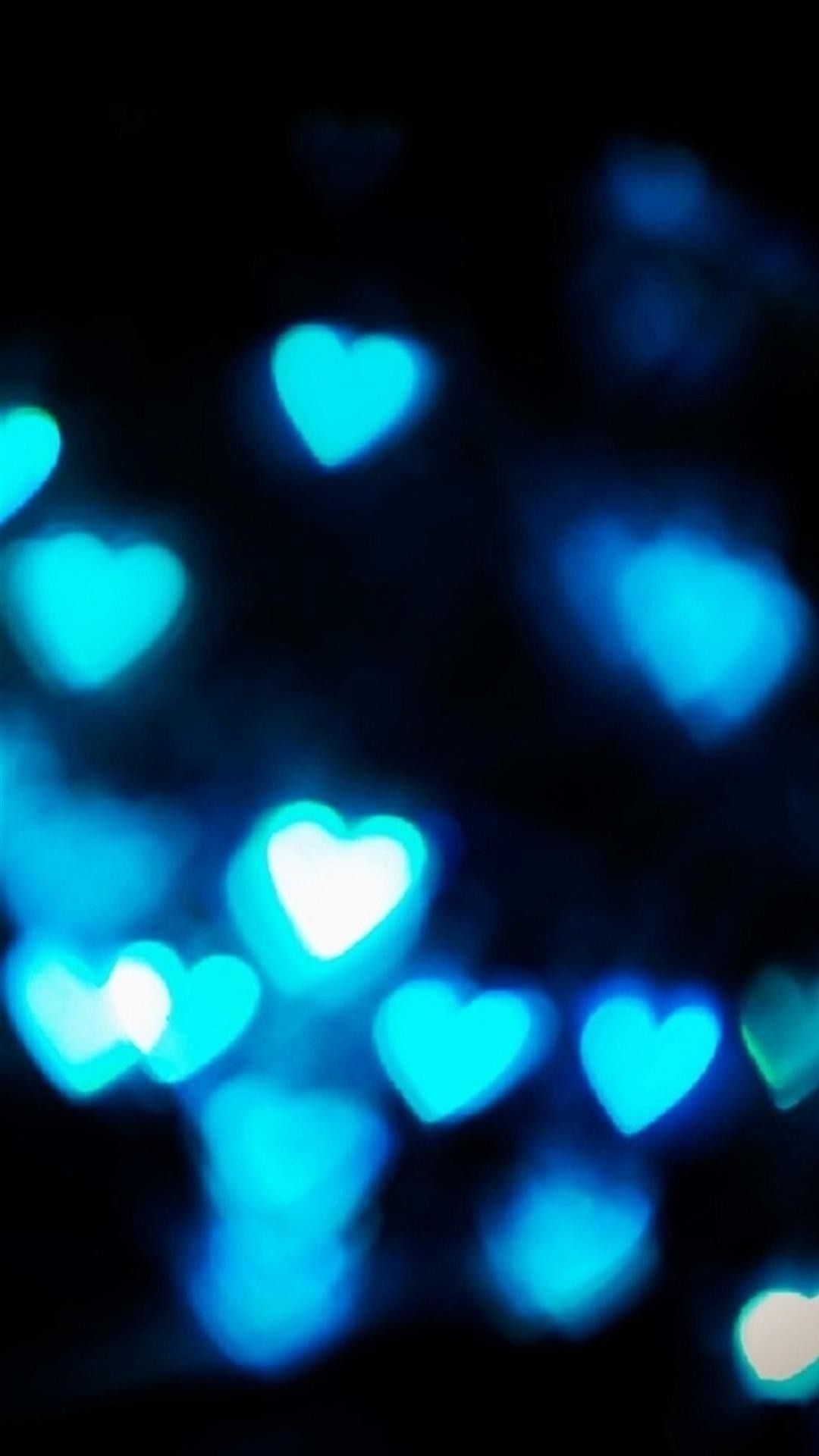 Cuori blu sfocati luminosi, 1080x1920 Full HD Verticale, Samsung Galaxy