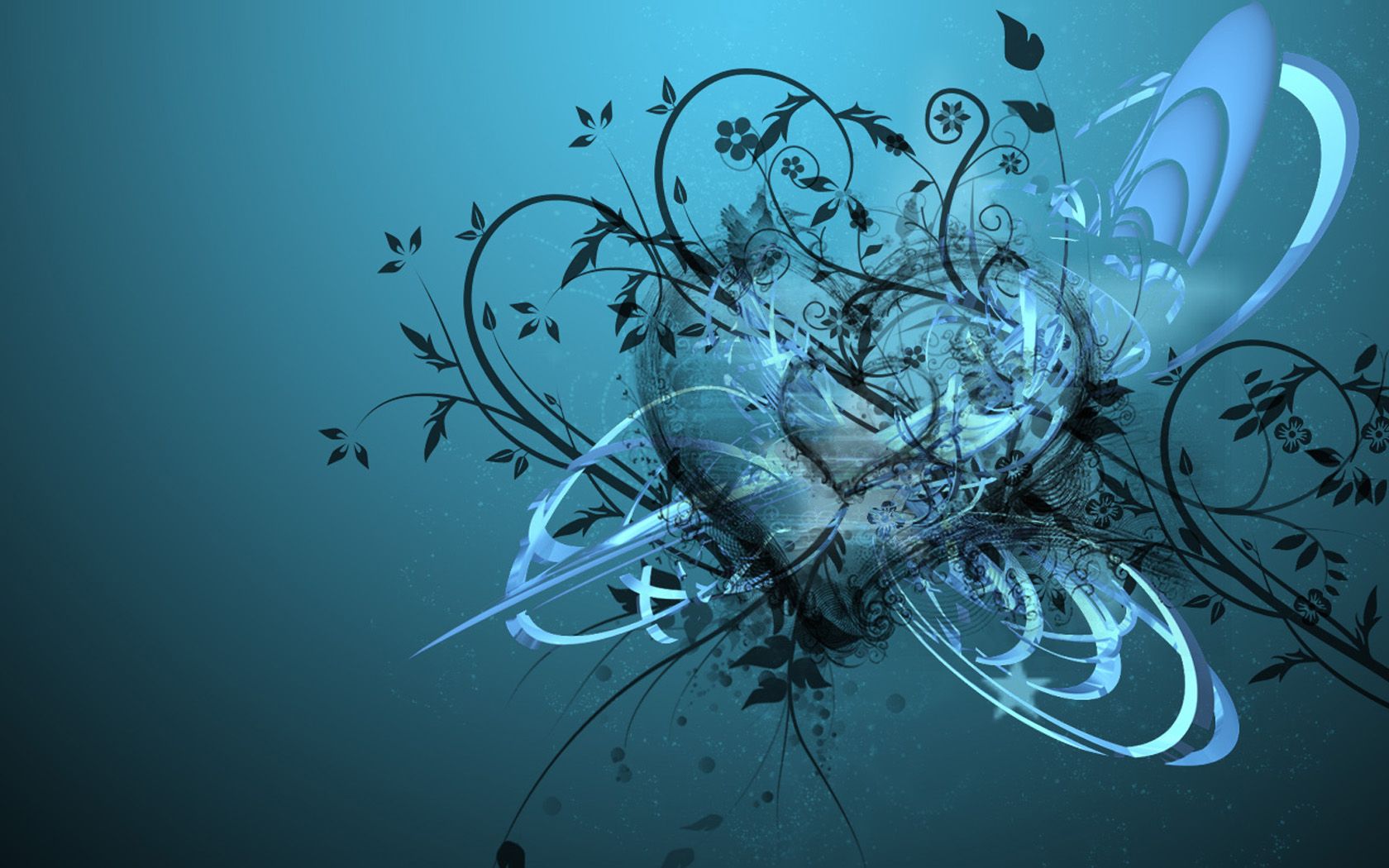 Cuore blu astratto floreale, 1680x1050 900p, Laptop