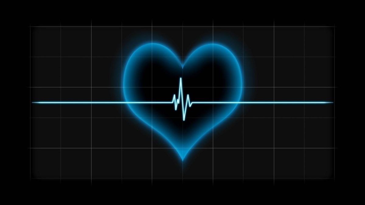 Cuore blu con linea cardiaca, 1200x675 HD, Desktop