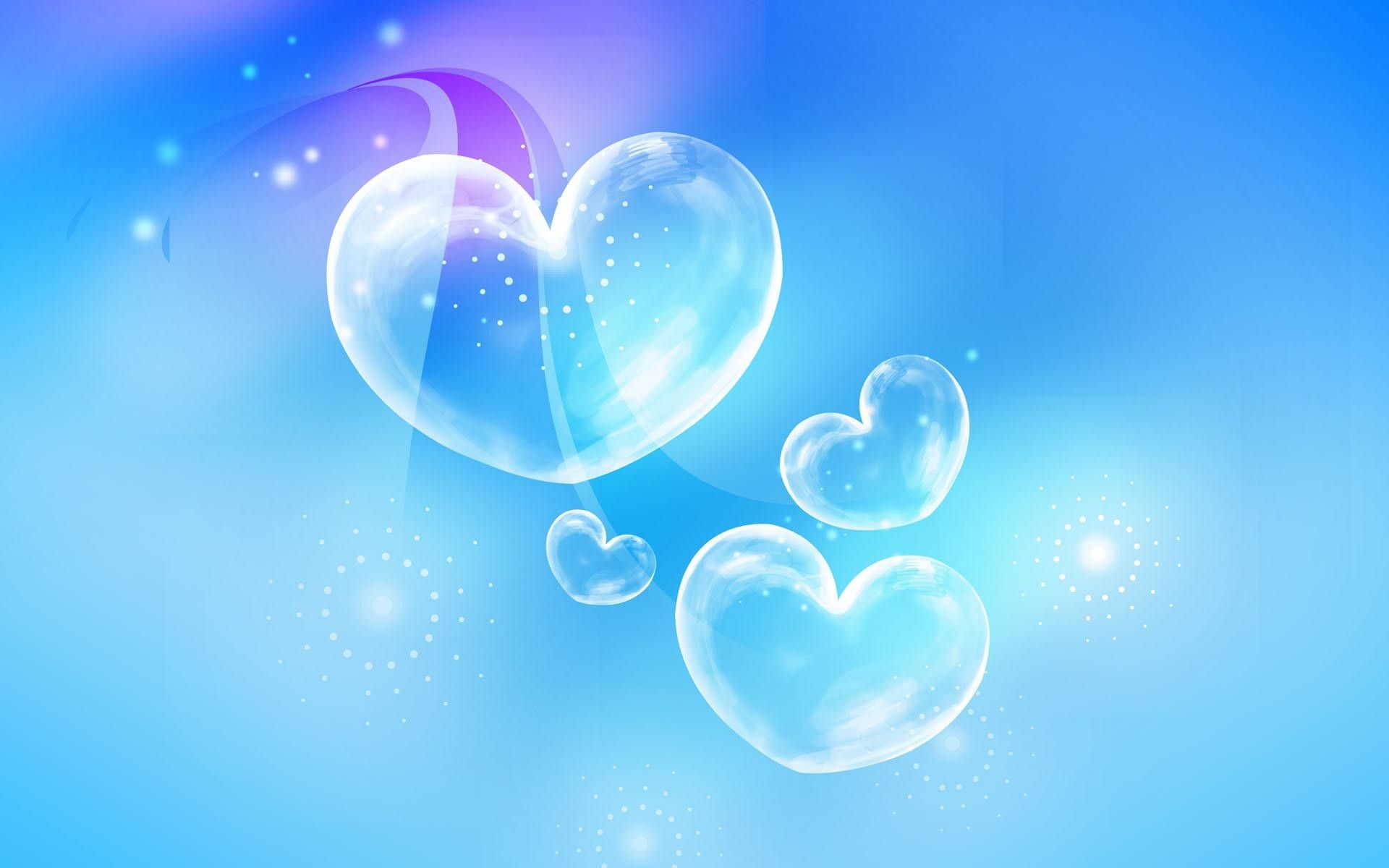 Cuori bolla trasparenti blu, 1920x1200 WUXGA, iMac