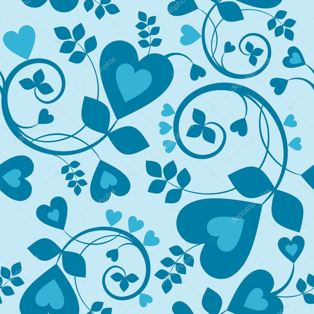 Cuori blu con tralci decorativi, 1024x1024 HD, PC
