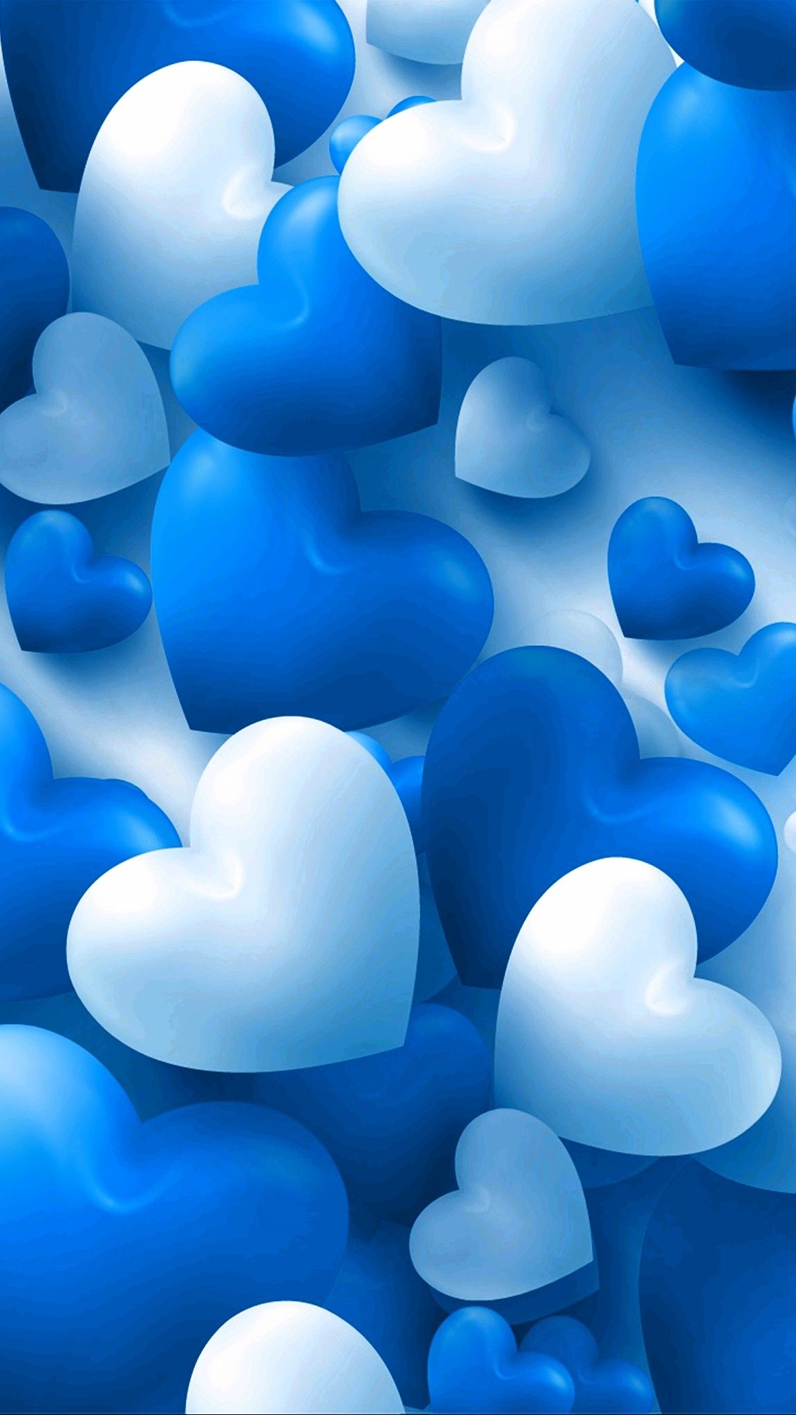 Cuori blu e bianchi 3D, 1152x2048 Verticale, Telefono