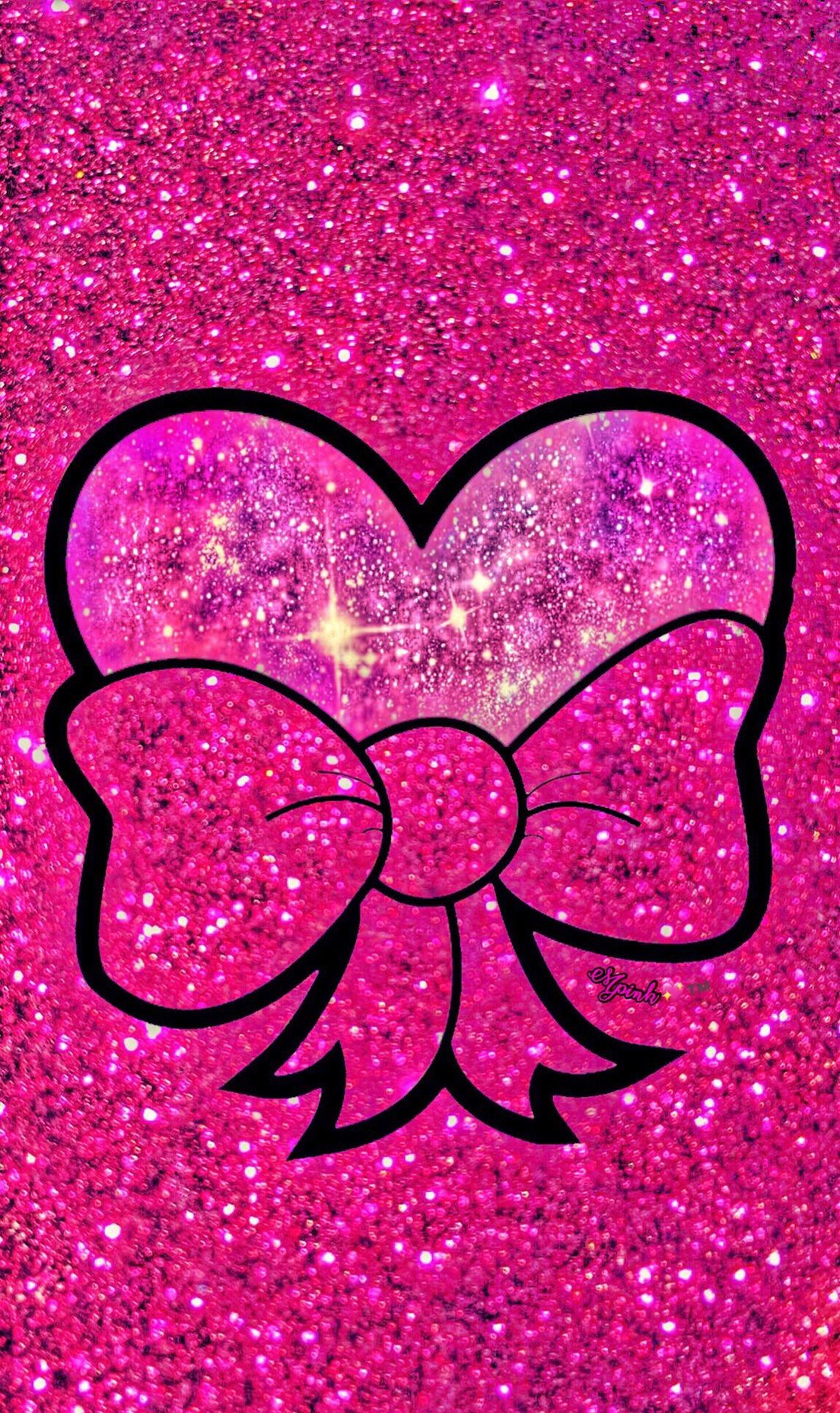 Cuore glitter rosa con fiocco, 1142x1920 Verticale, Telefono