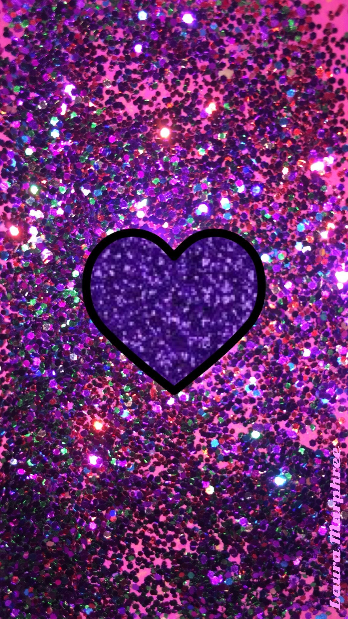 Cuore viola glitter scintillante, 1152x2048 Full HD Verticale, iPhone