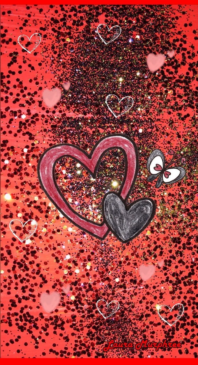 Cuori glitter rosso nero, 695x1280 Full HD Verticale, iPhone