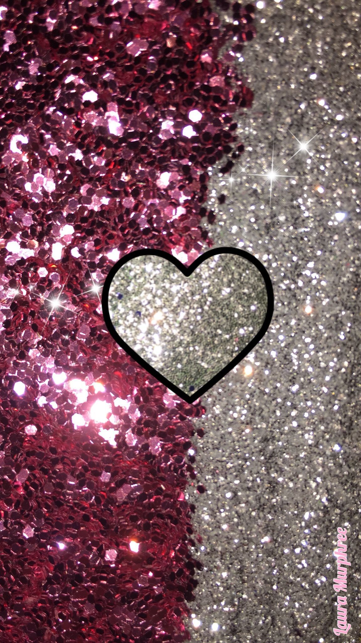 Cuore glitter rosa argento, 1152x2048 Verticale, Telefono