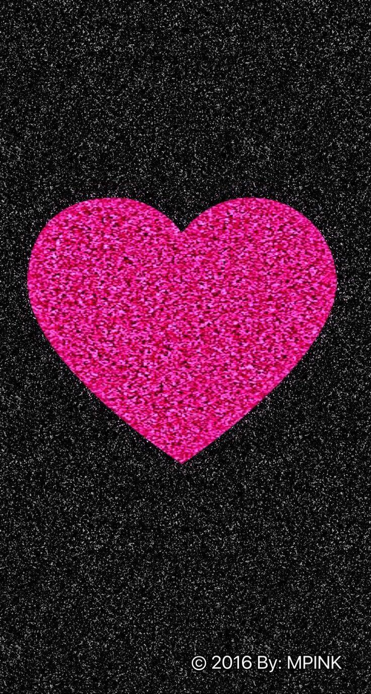 Cuore glitter rosa su nero, 736x1377 Verticale, Telefono