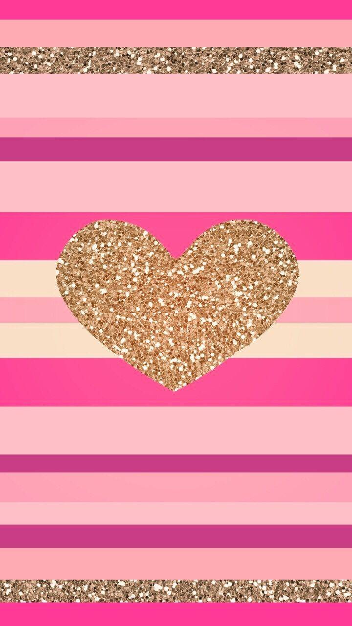Cuore glitter oro righe rosa, 720x1280 Full HD Verticale, Google Pixel