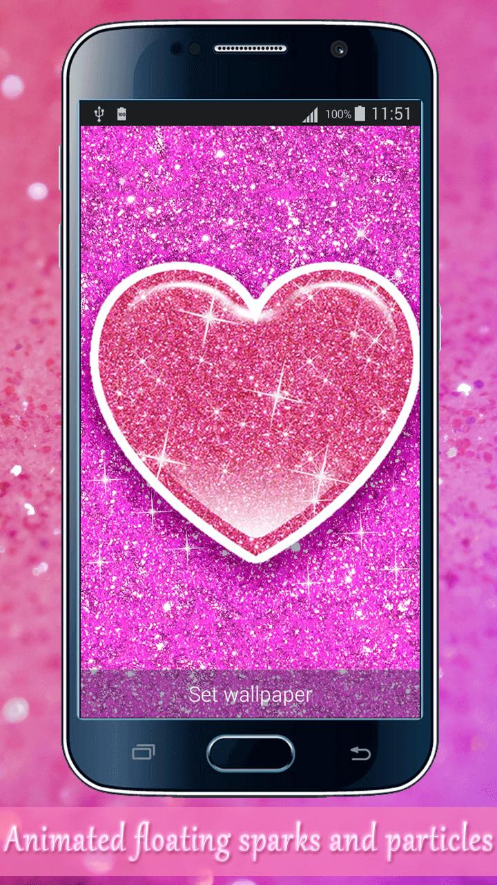 Cuore glitter rosa smartphone, 720x1280 Verticale, Telefono