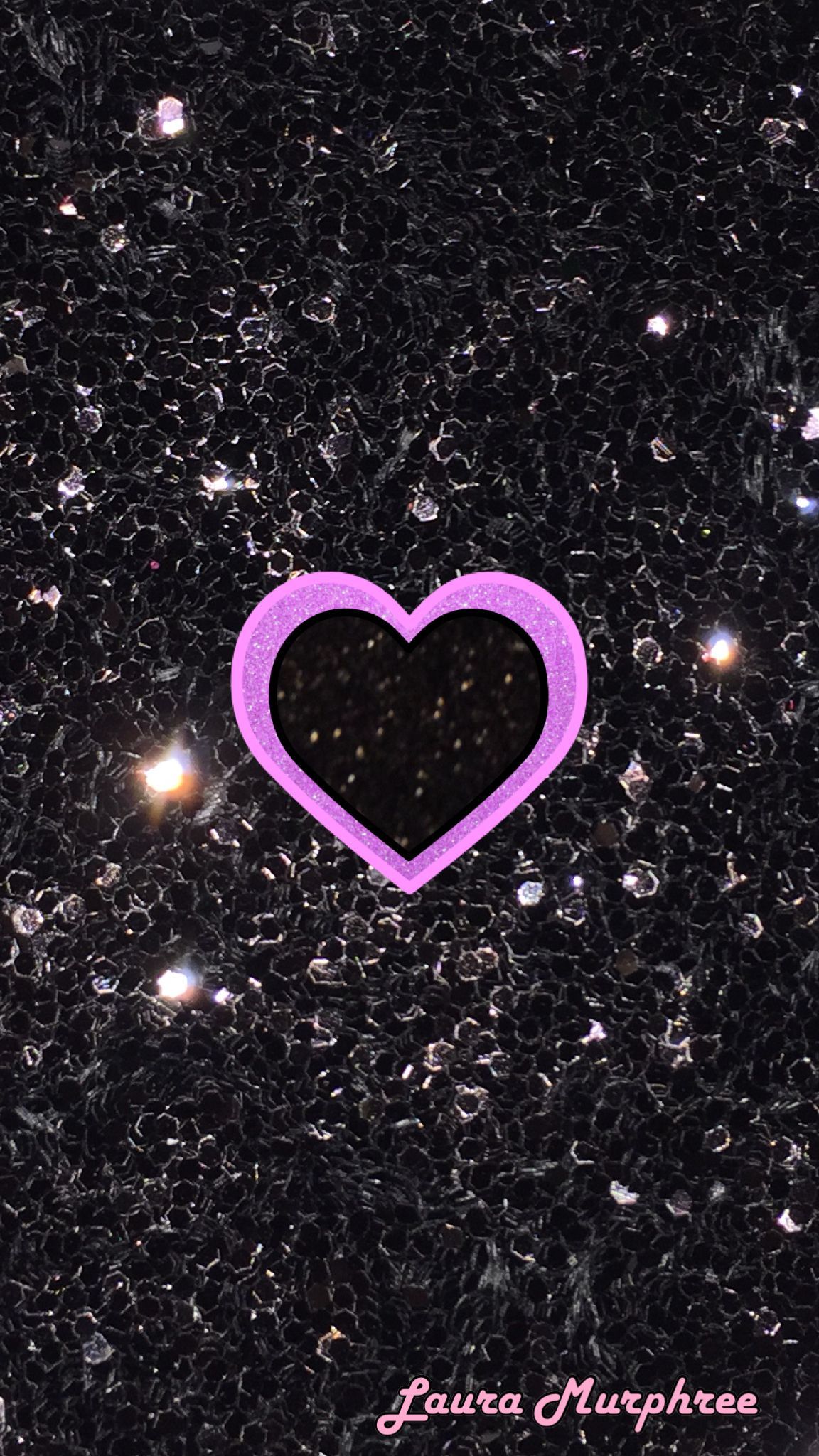Cuore rosa glitter nero, 1152x2048 Verticale, Mobile