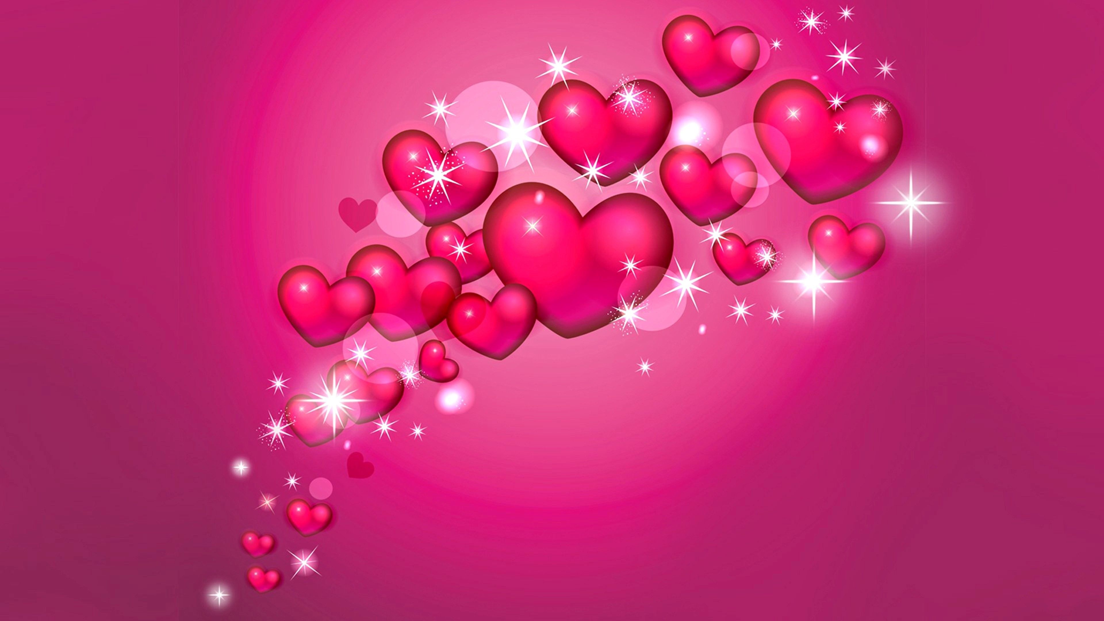 Cuori rosa glitter sfondo, 3840x2160 4K, Monitor 4K