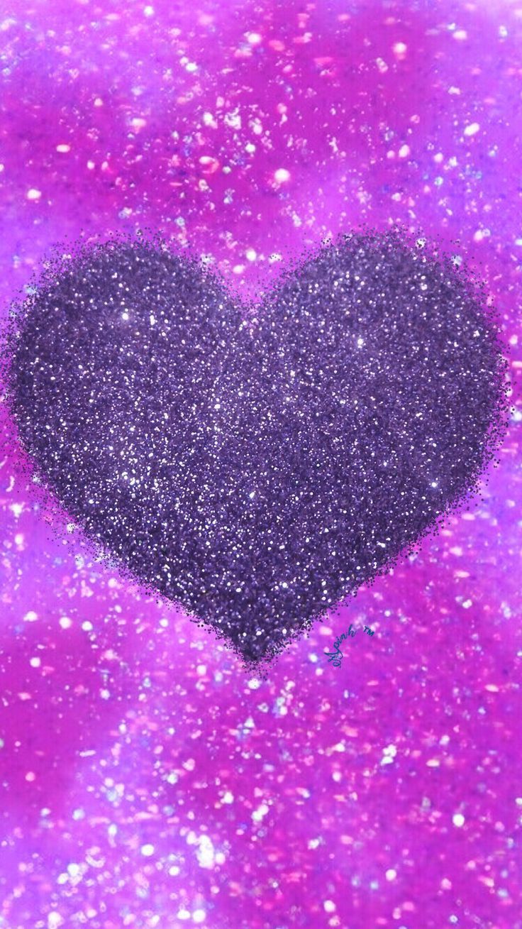 Cuore glitter viola brillante, 736x1309 Verticale, Telefono