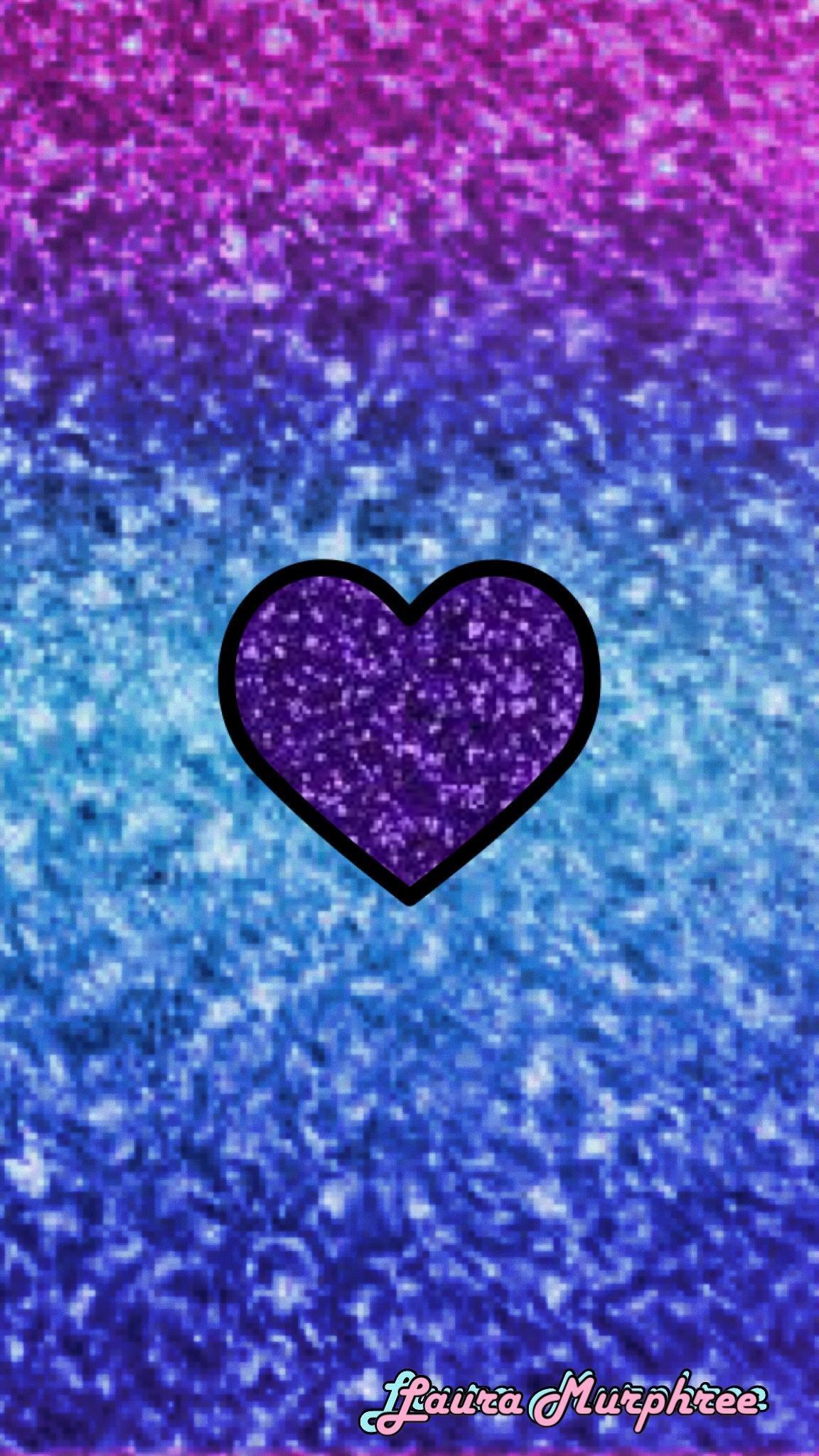 Cuore glitter viola blu, 1152x2048 Verticale, Mobile