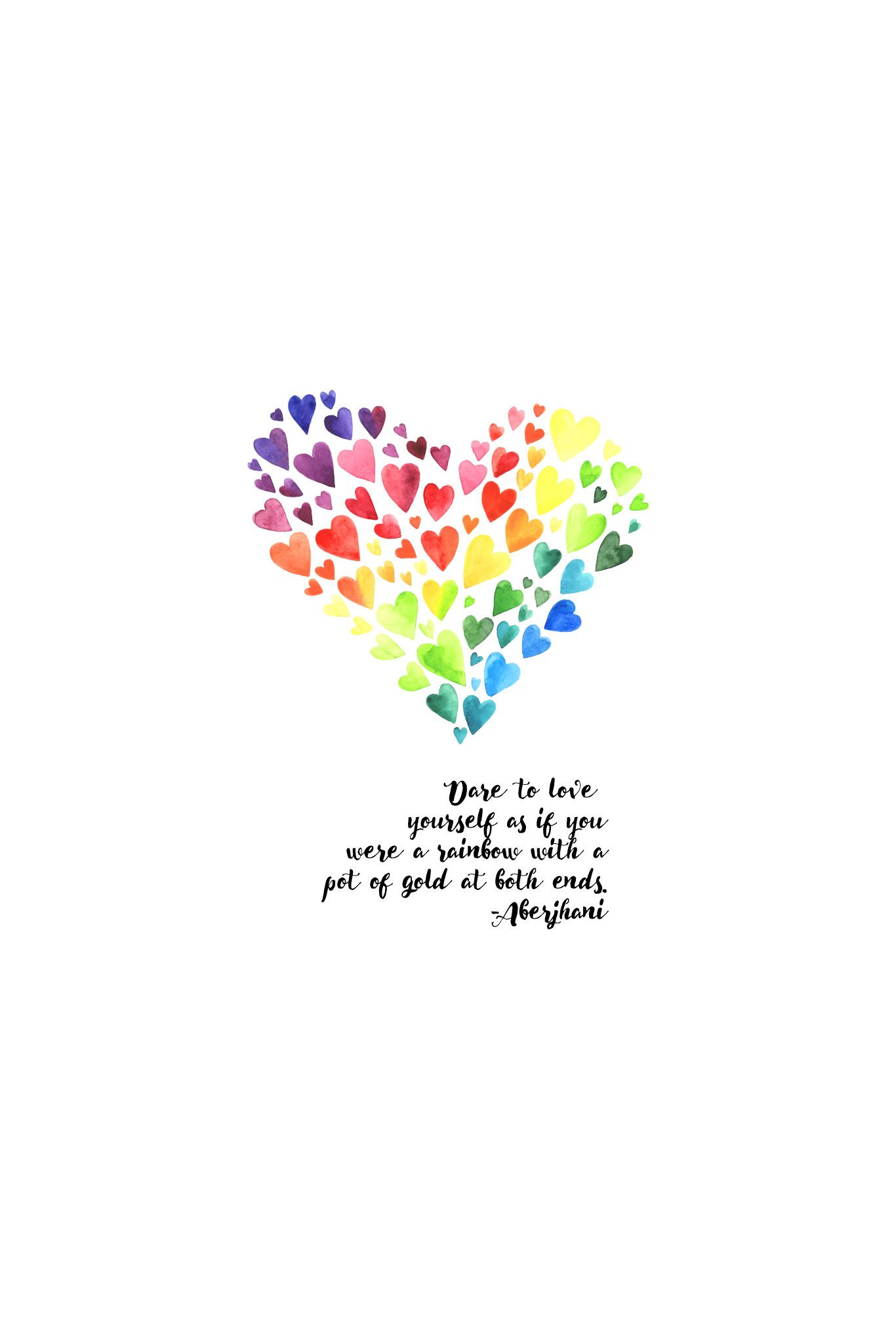 Cuore arcobaleno acquerello, 1366x2048 Verticale, iPhone Pro Max