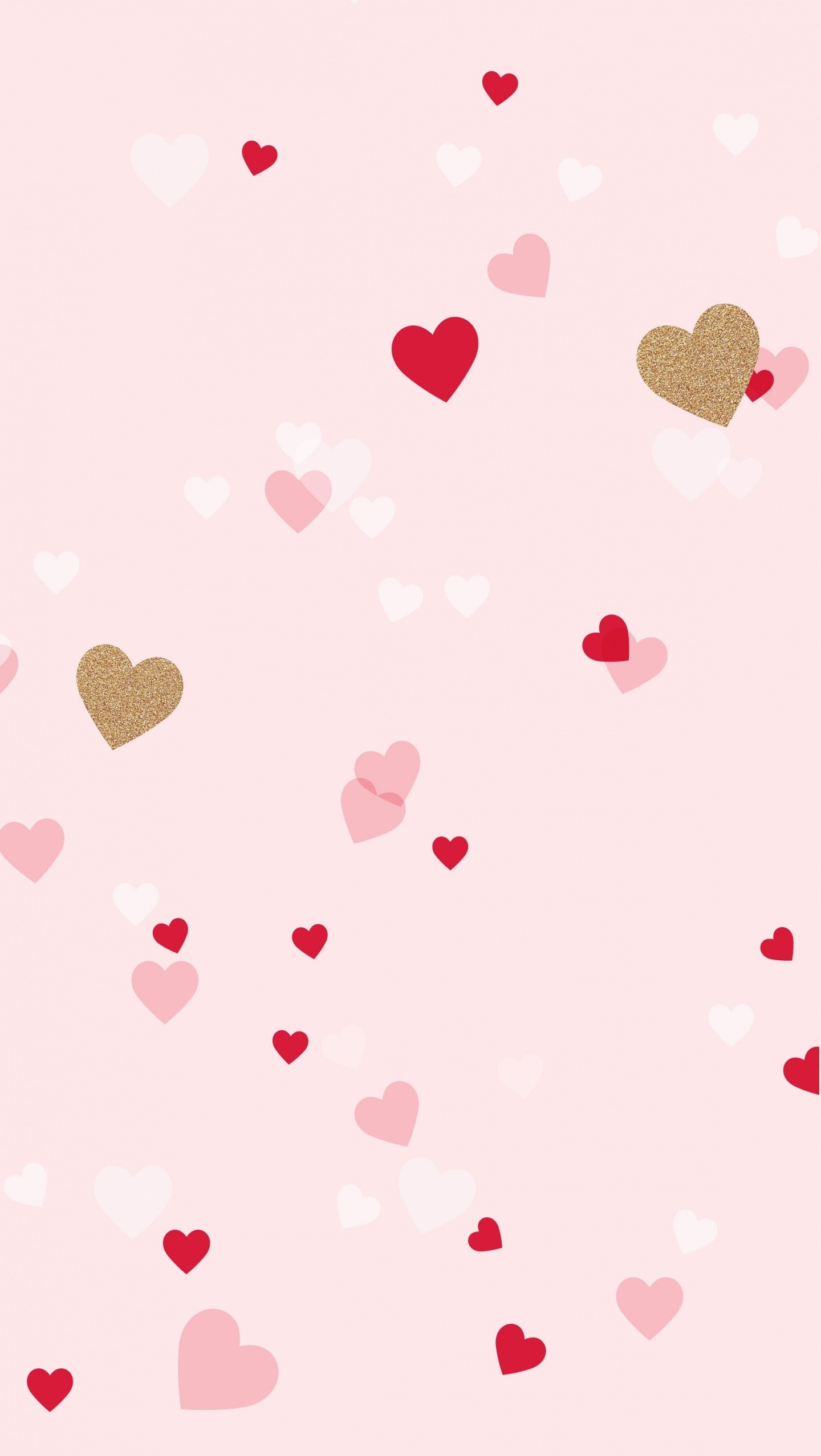 Cuori rosa rossi oro sfondo rosa, 1440x2555 Verticale, Mobile
