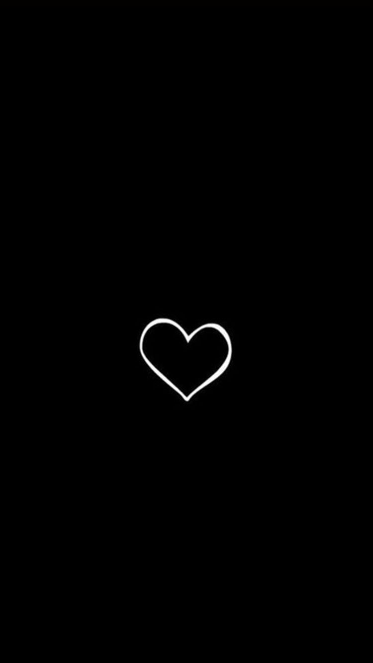 Cuore contorno bianco sfondo nero, 750x1334 Verticale, Telefono