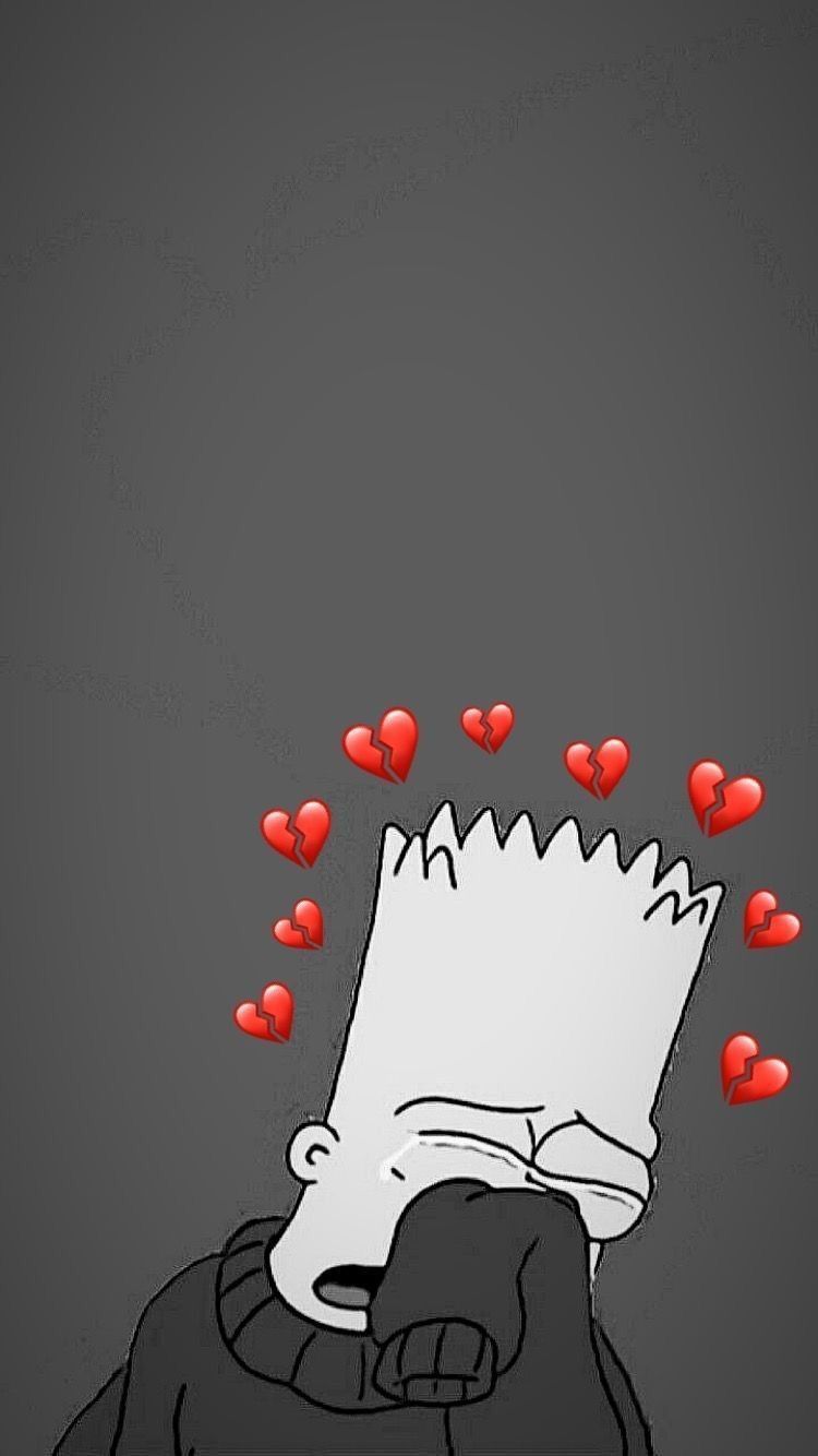 Bart Simpson con cuoricini rossi, serie animata, 750x1334 Verticale, Mobile