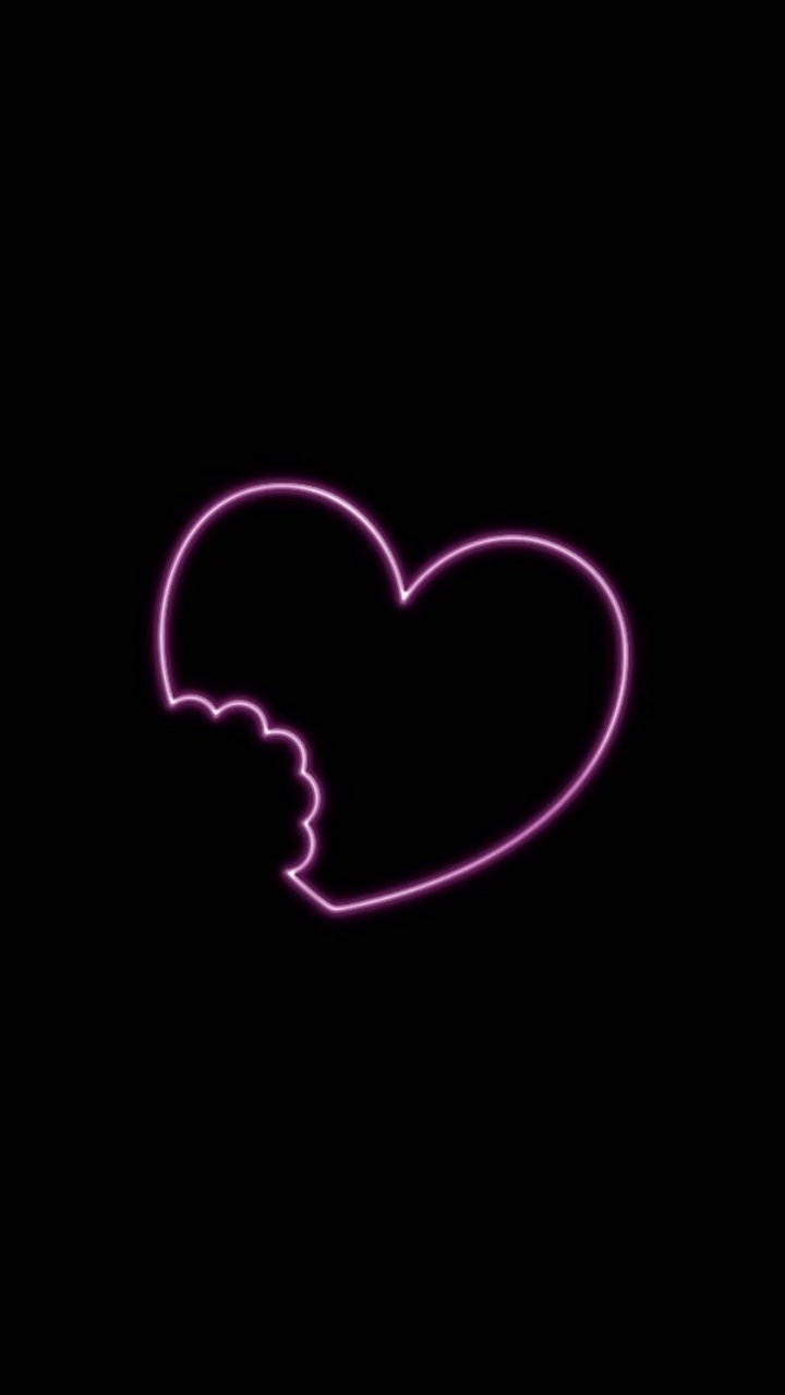 Cuore neon rosa morso, 720x1280 Verticale, Telefono