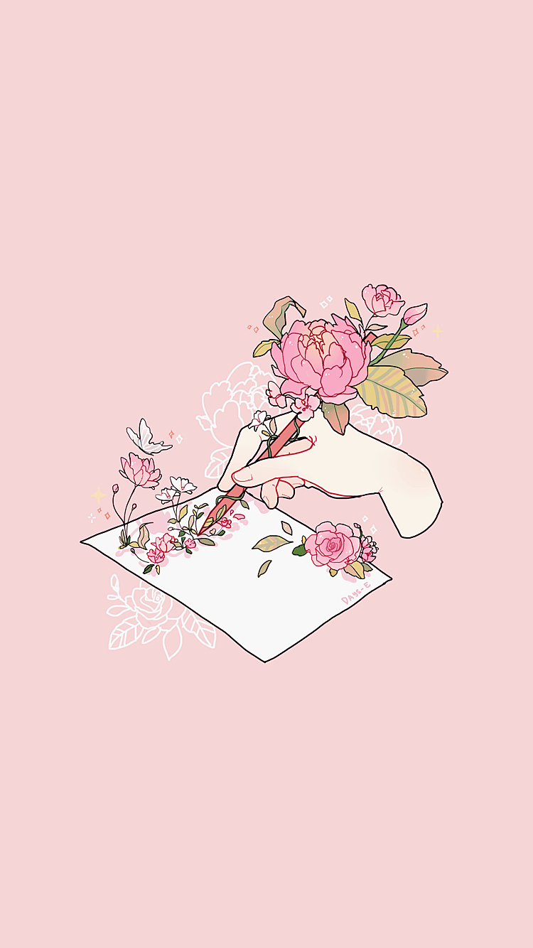 Mano che disegna rose rosa, 750x1334 Full HD Verticale, iPhone