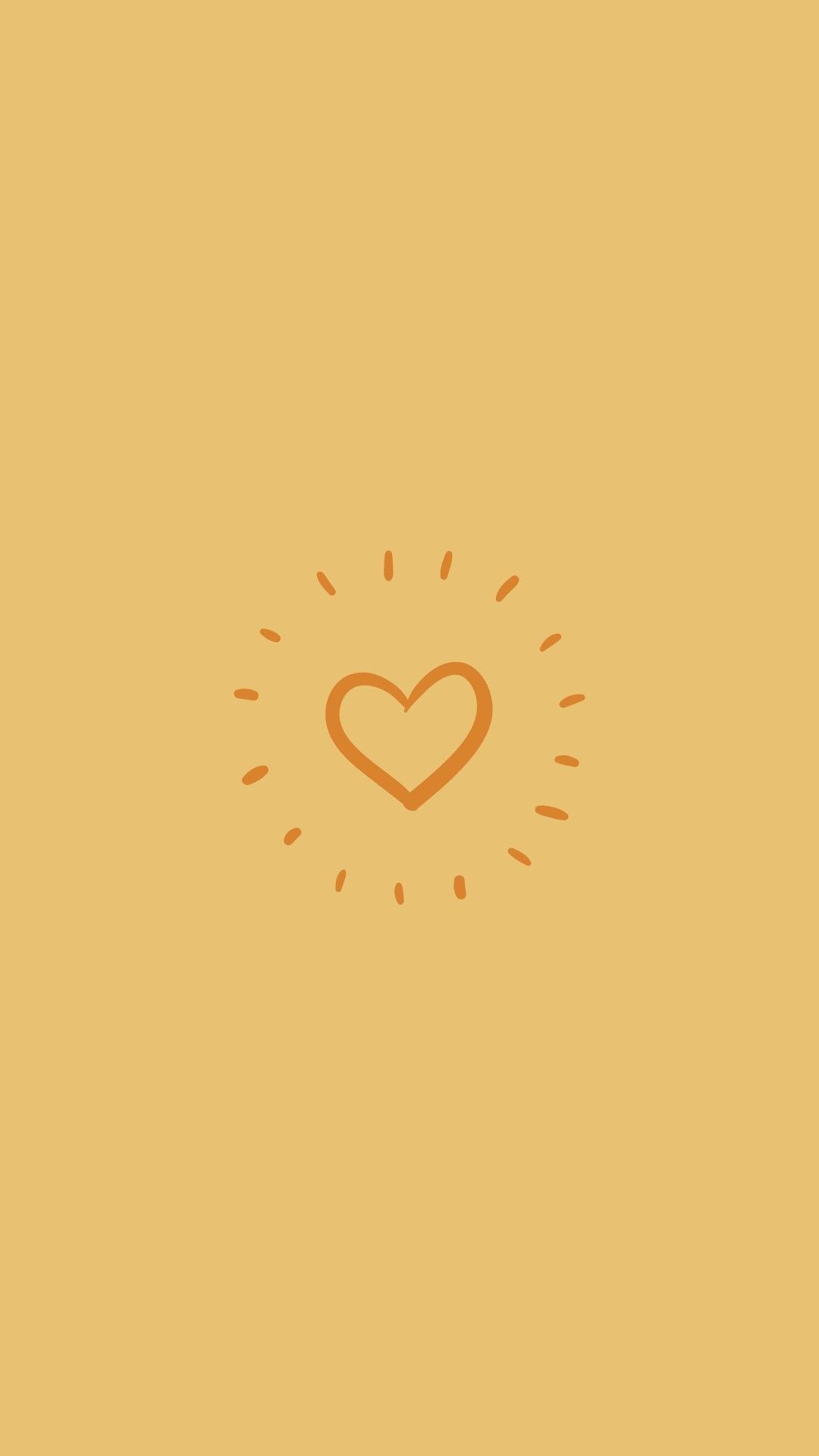 Cuore disegnato sfondo giallo, 1080x1920 Verticale, Mobile
