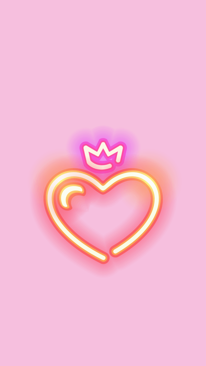 Cuore neon con corona, 720x1280 Full HD Verticale, Smartphone