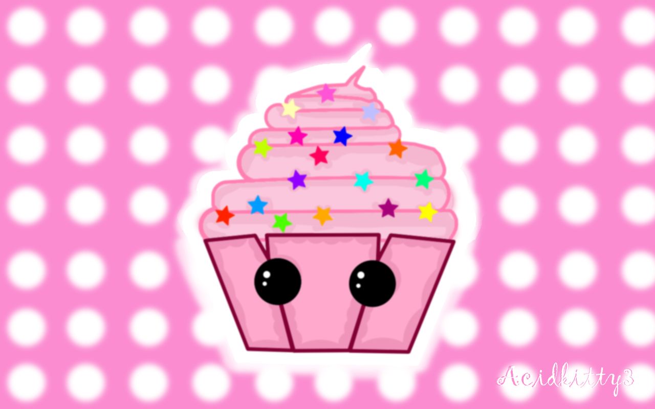 Cupcake rosa kawaii con stelline, 1280x800 HD, Desktop