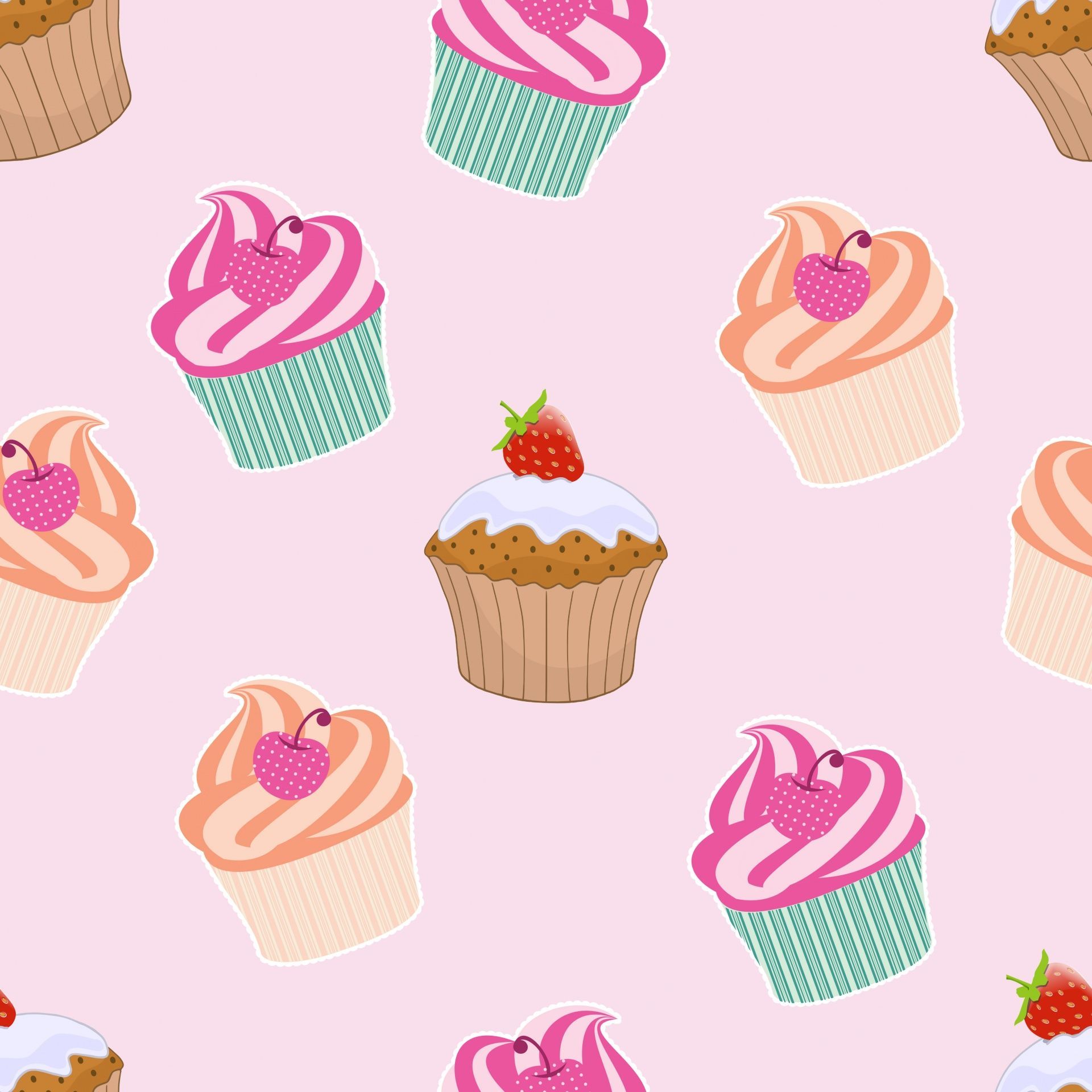 Cupcake colorati pattern rosa, 1920x1920 WUXGA, Laptop