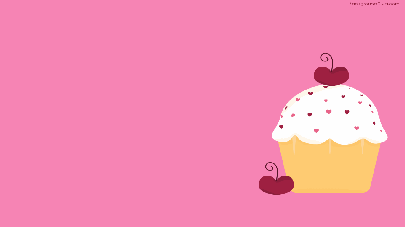 Cupcake cartone rosa cuori, 1366x768 720p, Laptop