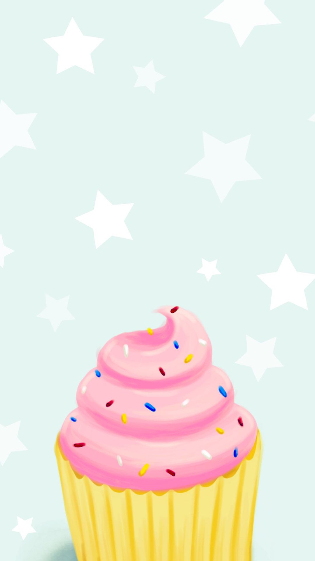 Cupcake kawaii rosa stelle, 1080x1920 Full HD Verticale, Smartphone