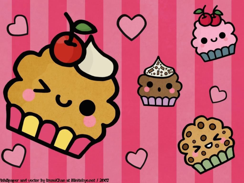 Cupcake kawaii sfondo rosa, 1024x768 HD, Desktop