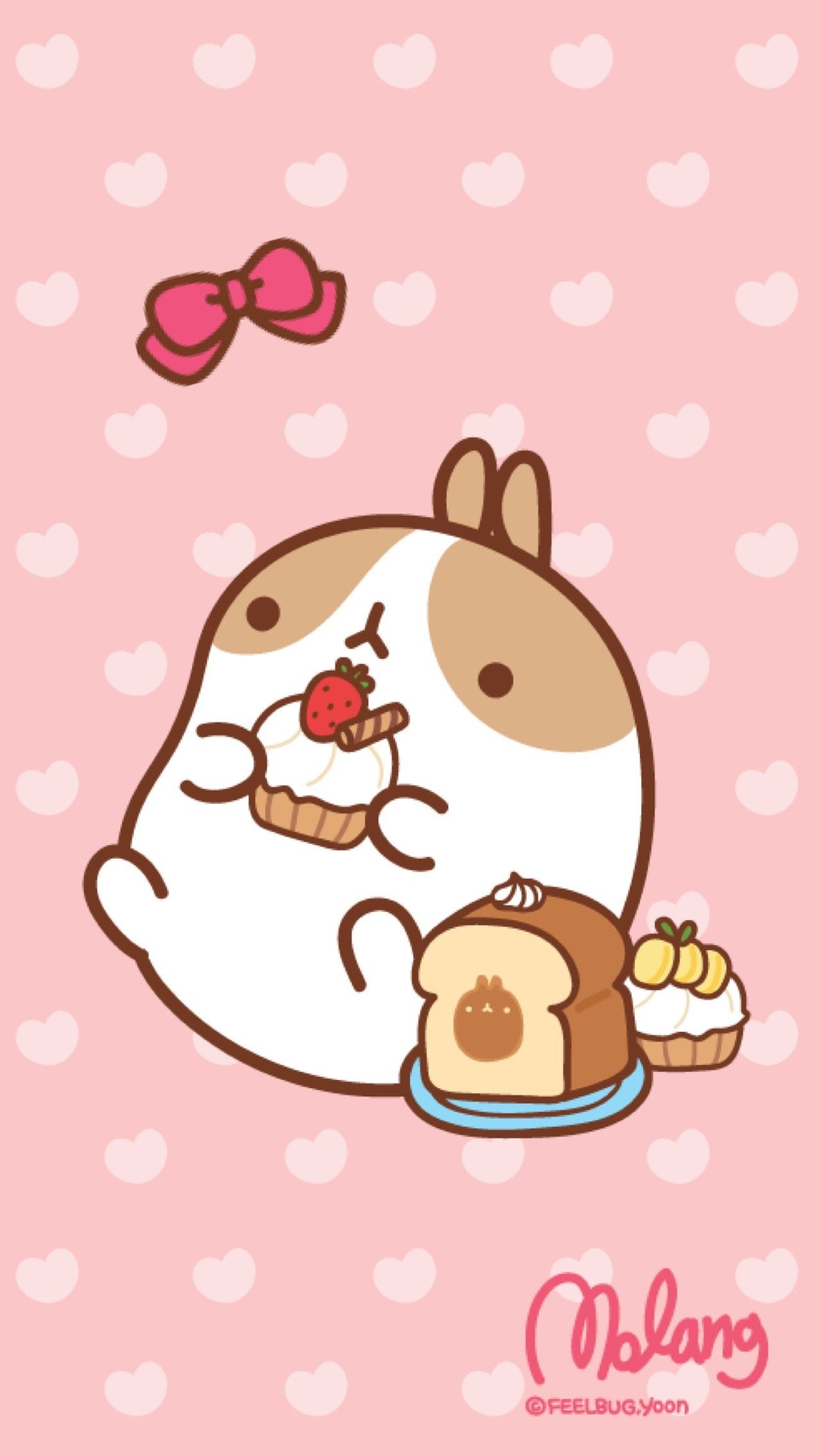 Molang coniglio con cupcake, 1280x2272 Verticale, Mobile