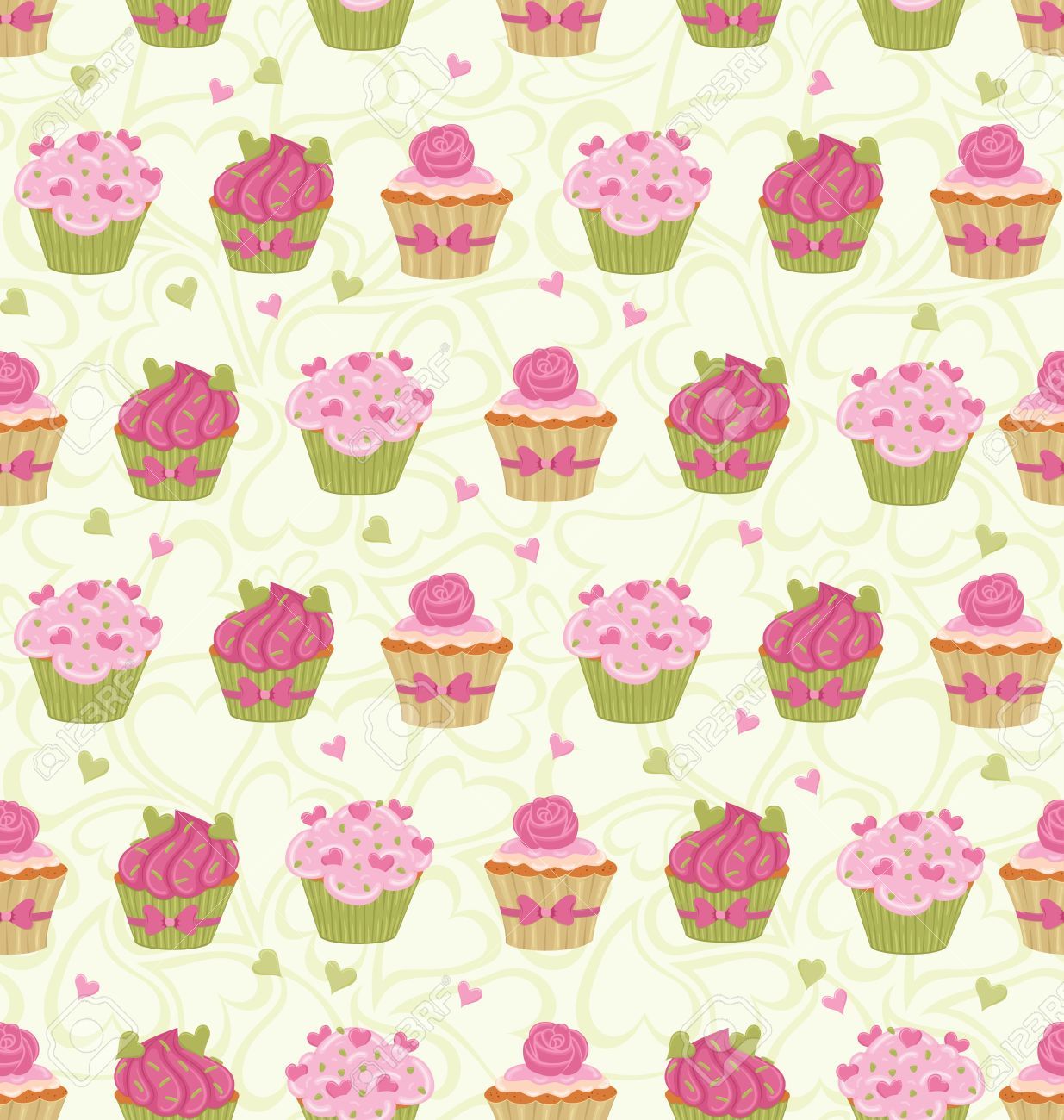 Cupcake rosa e verdi carini, 1235x1300 Verticale, Telefono