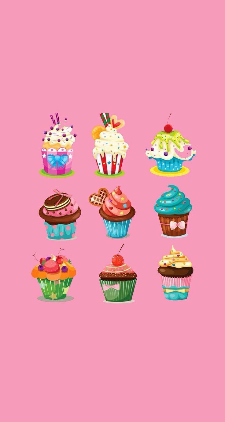 Cupcake colorati sfondo rosa, 736x1377 Full HD Verticale, iPhone