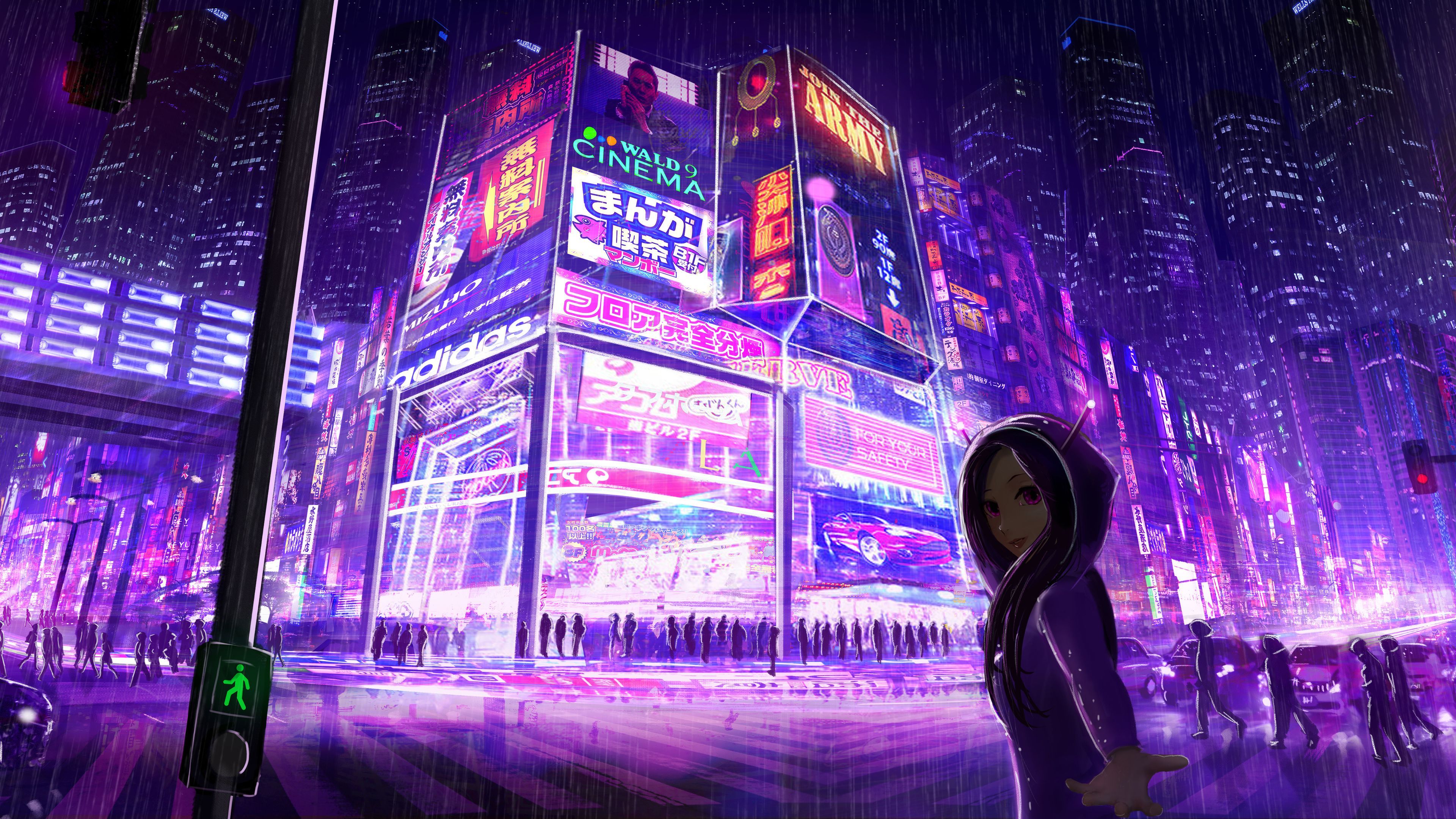 Città cyberpunk notturna neon, 3840x2160 4K, Desktop 4K