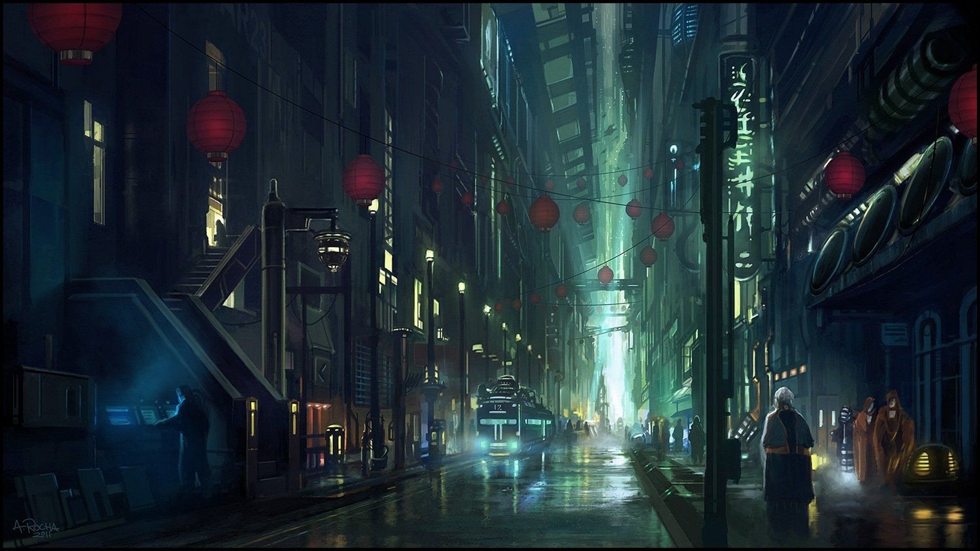 Città futuristica notturna piovosa, 1920x1080 1080p, PC